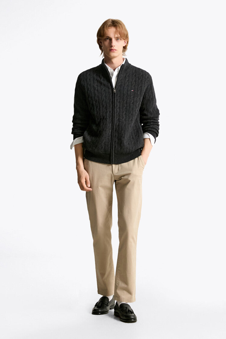 Sweater tommy hilfiger cable full zipper dark gray