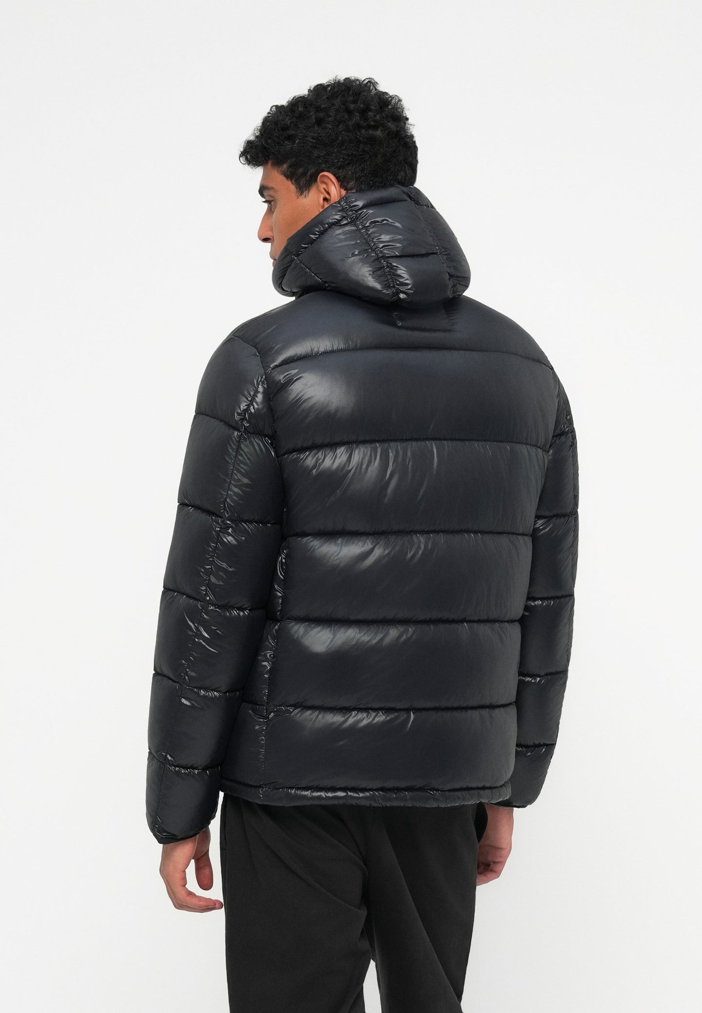 KARL LAGERFELD IKON HOODED PUFFER JACKET Black Removable hoodie