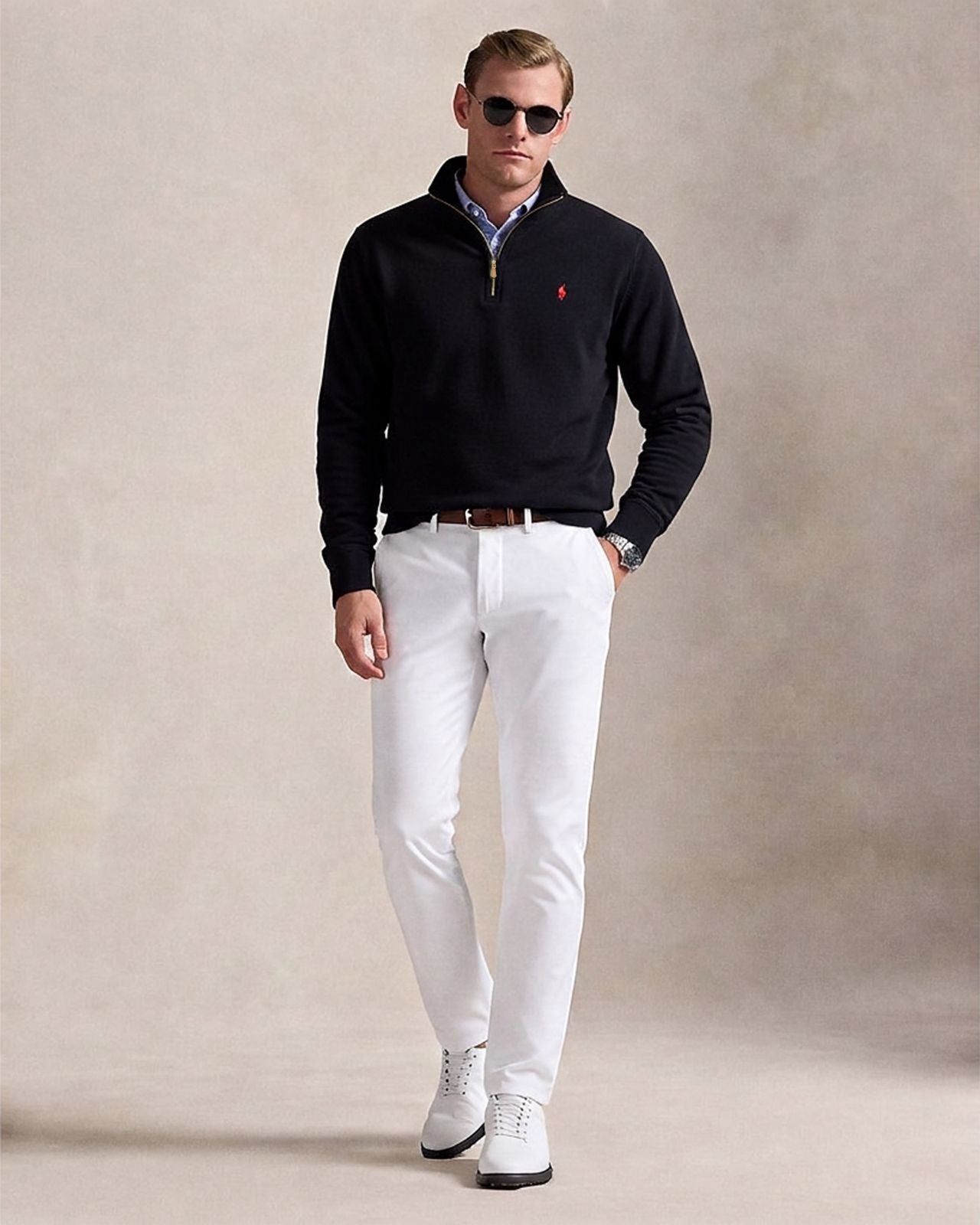 Ralph Lauren Sweatshirt Knitted Quarter Zipper Black