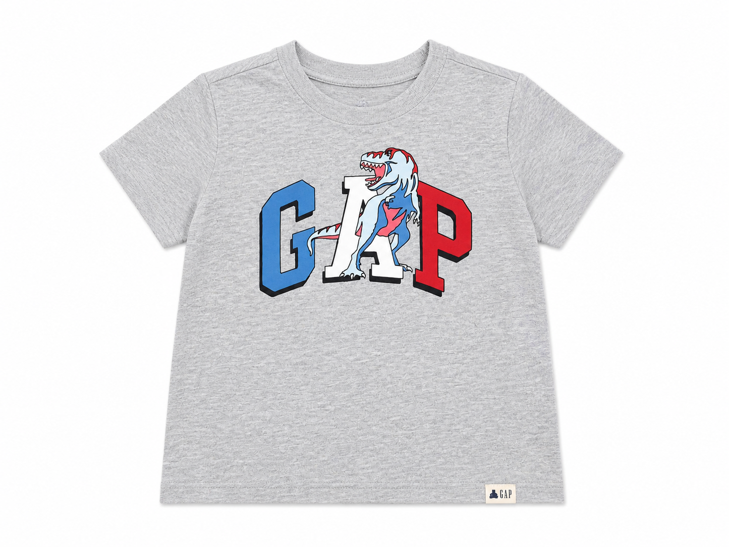 GAP Kids Dino Logo T-Shirt – Soft Cotton Short Sleeve (Grey)