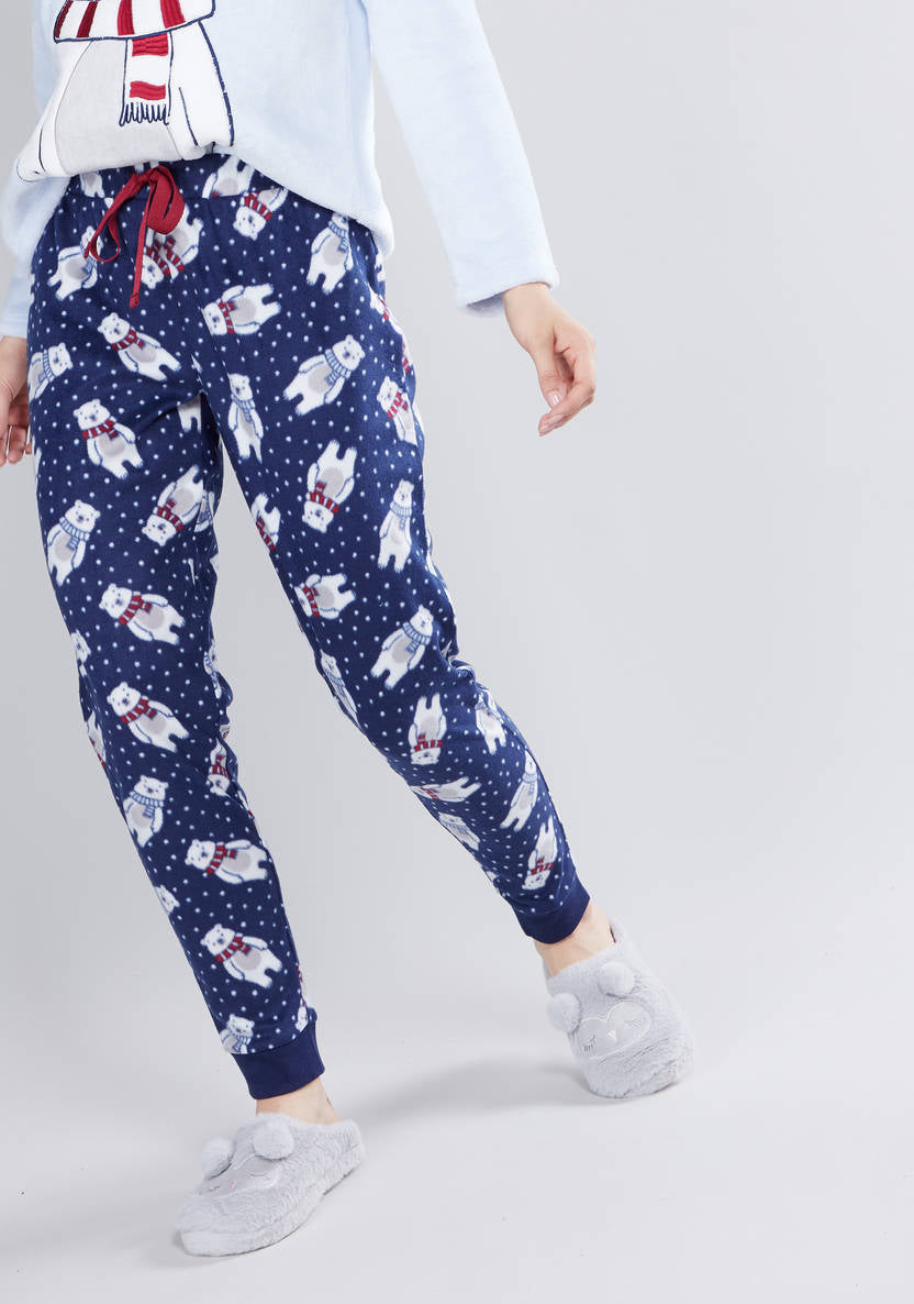 Cozy Collection Round Neck T-shirt and Printed Pyjama Set