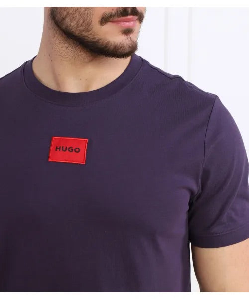 HUGO SML SQR LOGO TSHIRT DRK PURPLE