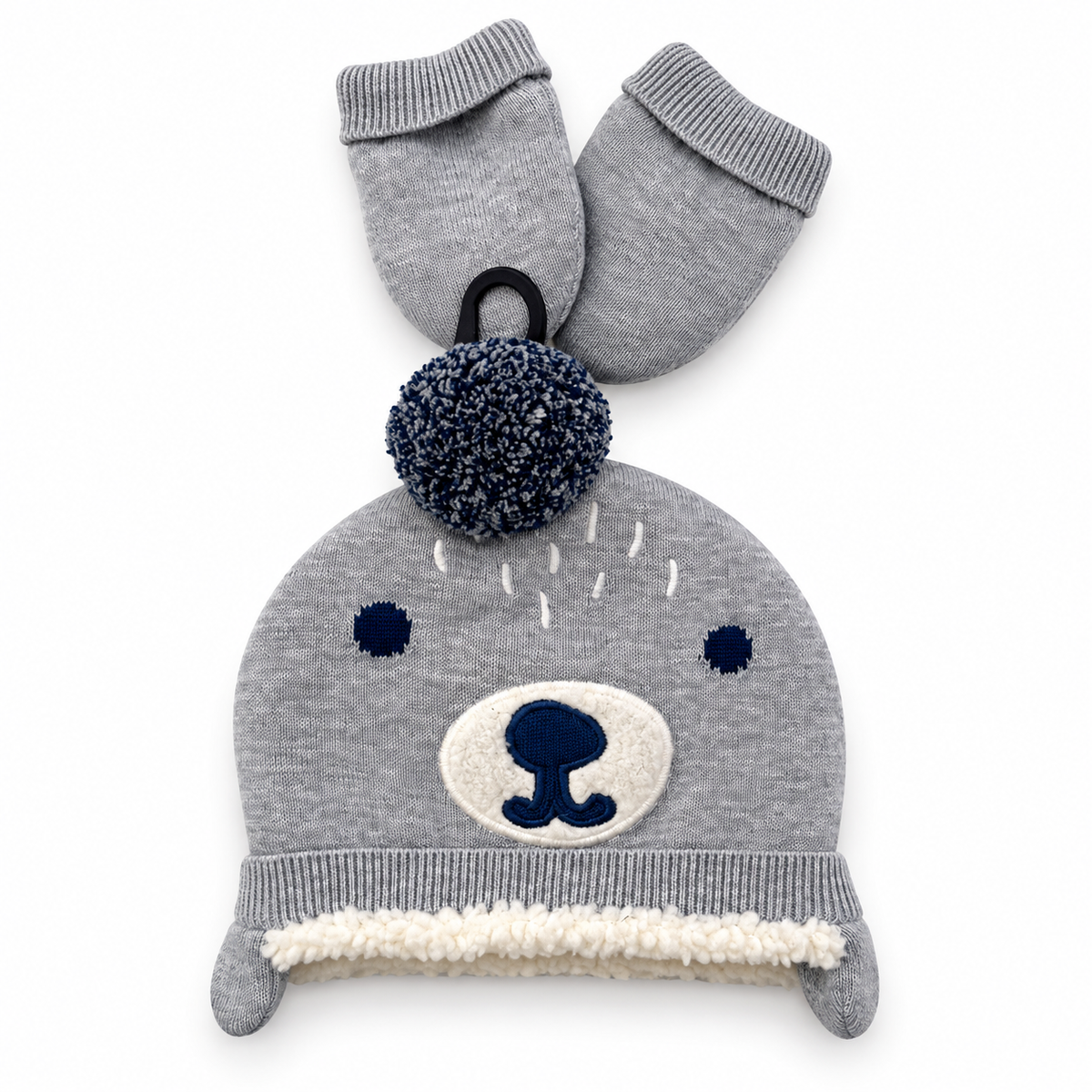 Mothercare Baby Bear Hat & Mittens Set – Grey