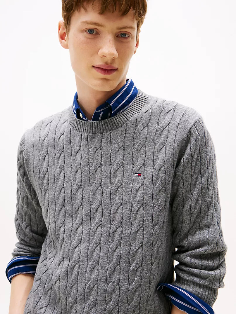 Tommy Hilfiger cable pullover crew neck dark gray