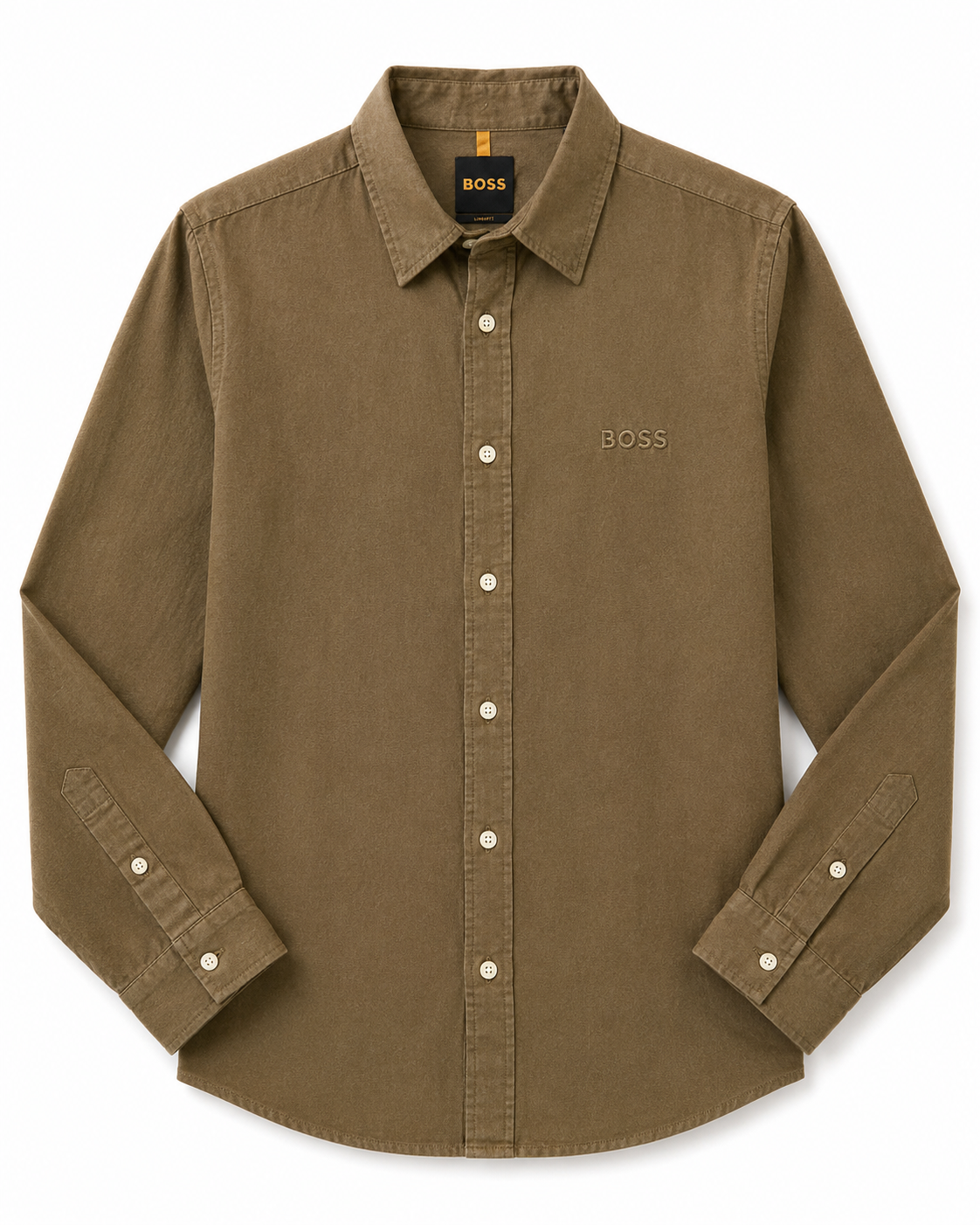 BOSS khaki Relegant Slim Fit 100% Linen Shirt