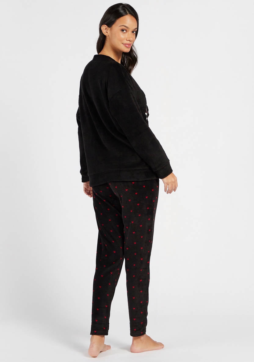 Mickey Mouse printed long-sleeve T-shirt and pajama pants set