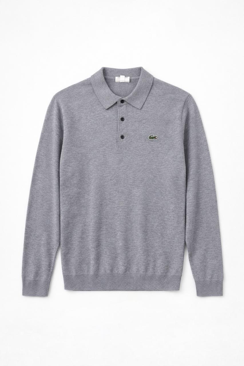 Lacoste Carded Wool Polo Gray Slim Fit