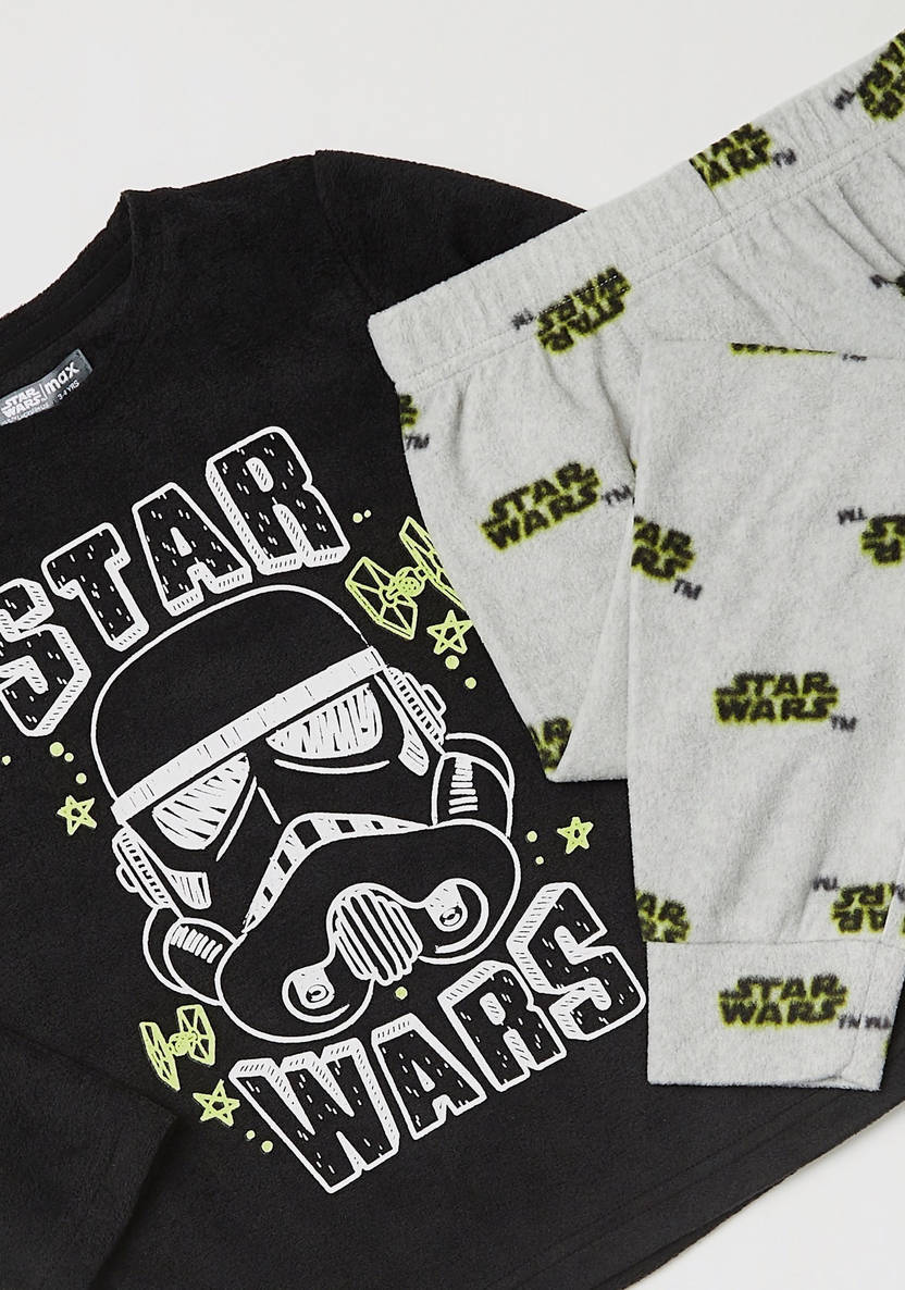 Star Wars Print T-shirt with Long Sleeves and Pyjamas Set