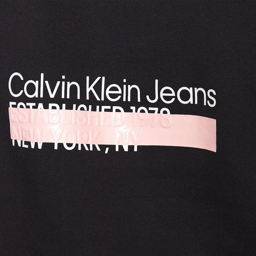 Calvin klein HOODIE LAYERED ADDRESS FLEECE BLACK