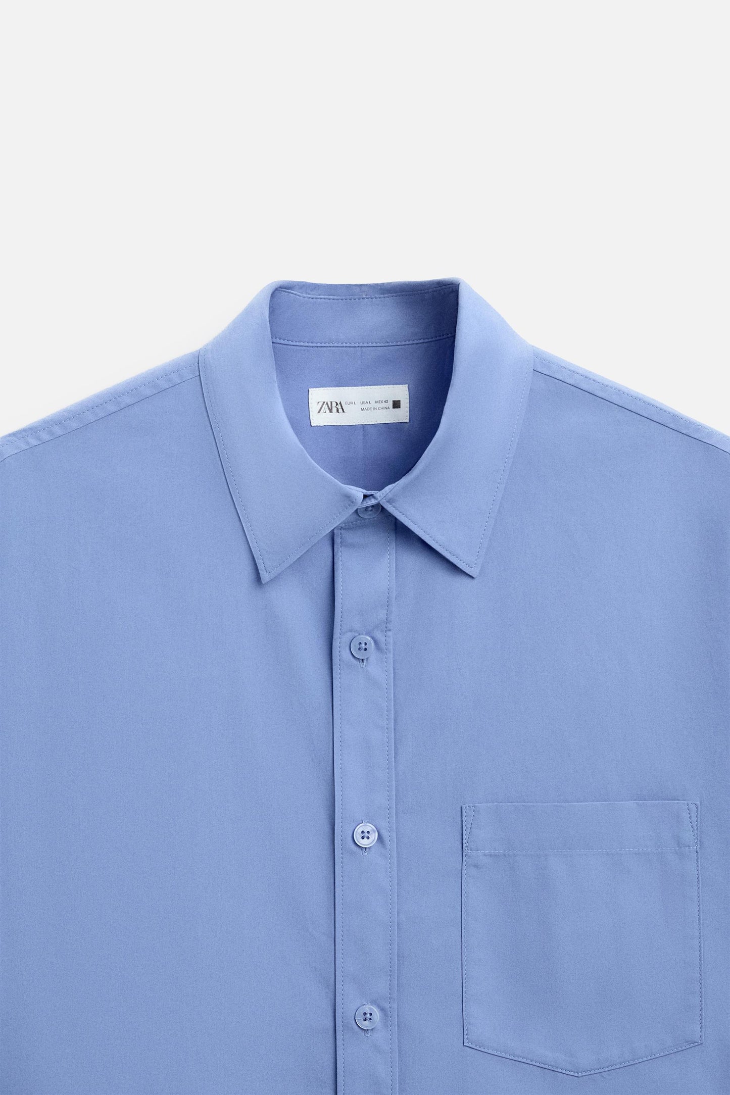 Zara relaxed Pocket poplin shirt blue FIT BIGGER