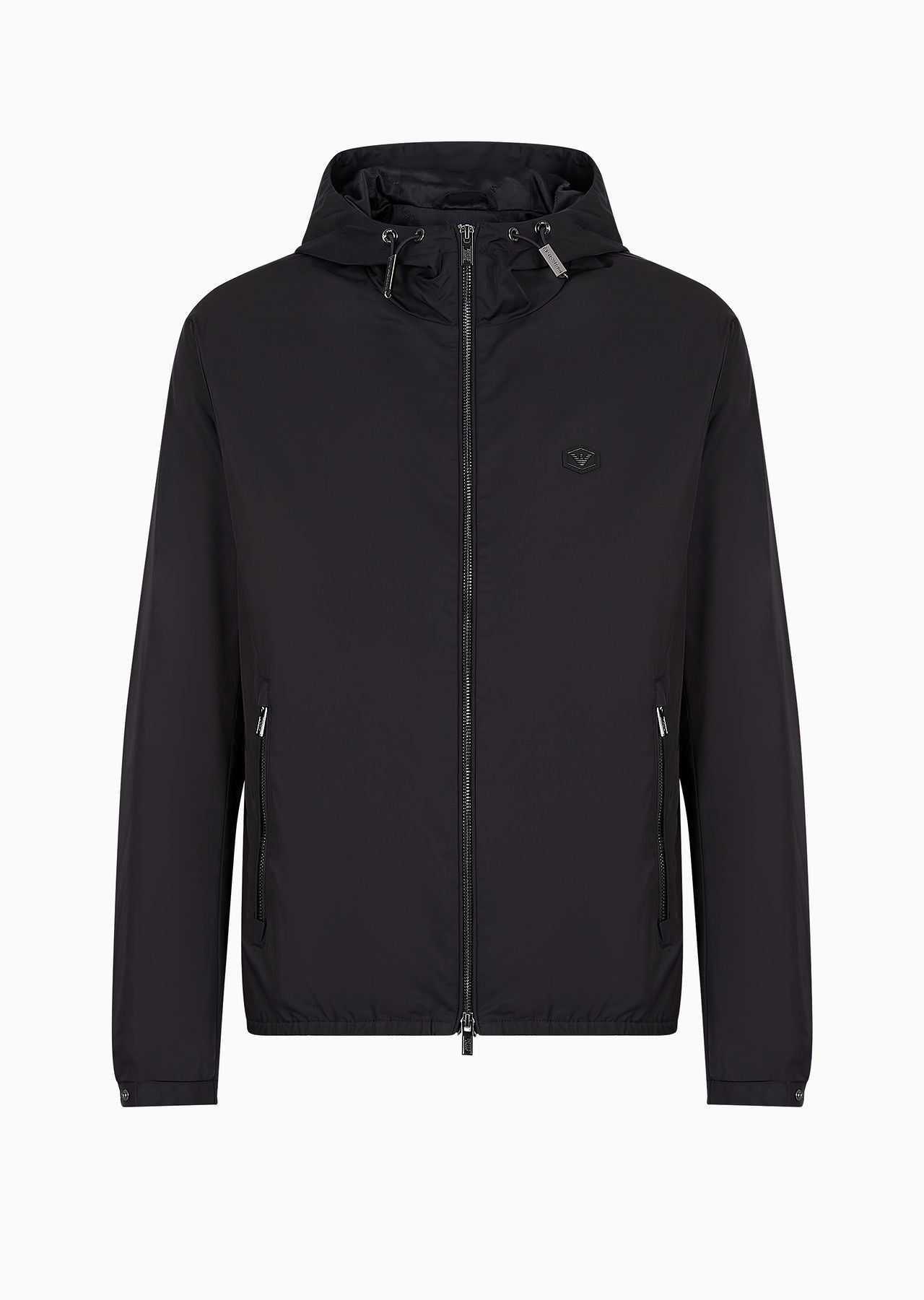 Emporio Armani logo-patch zip-up lightweight jacket black