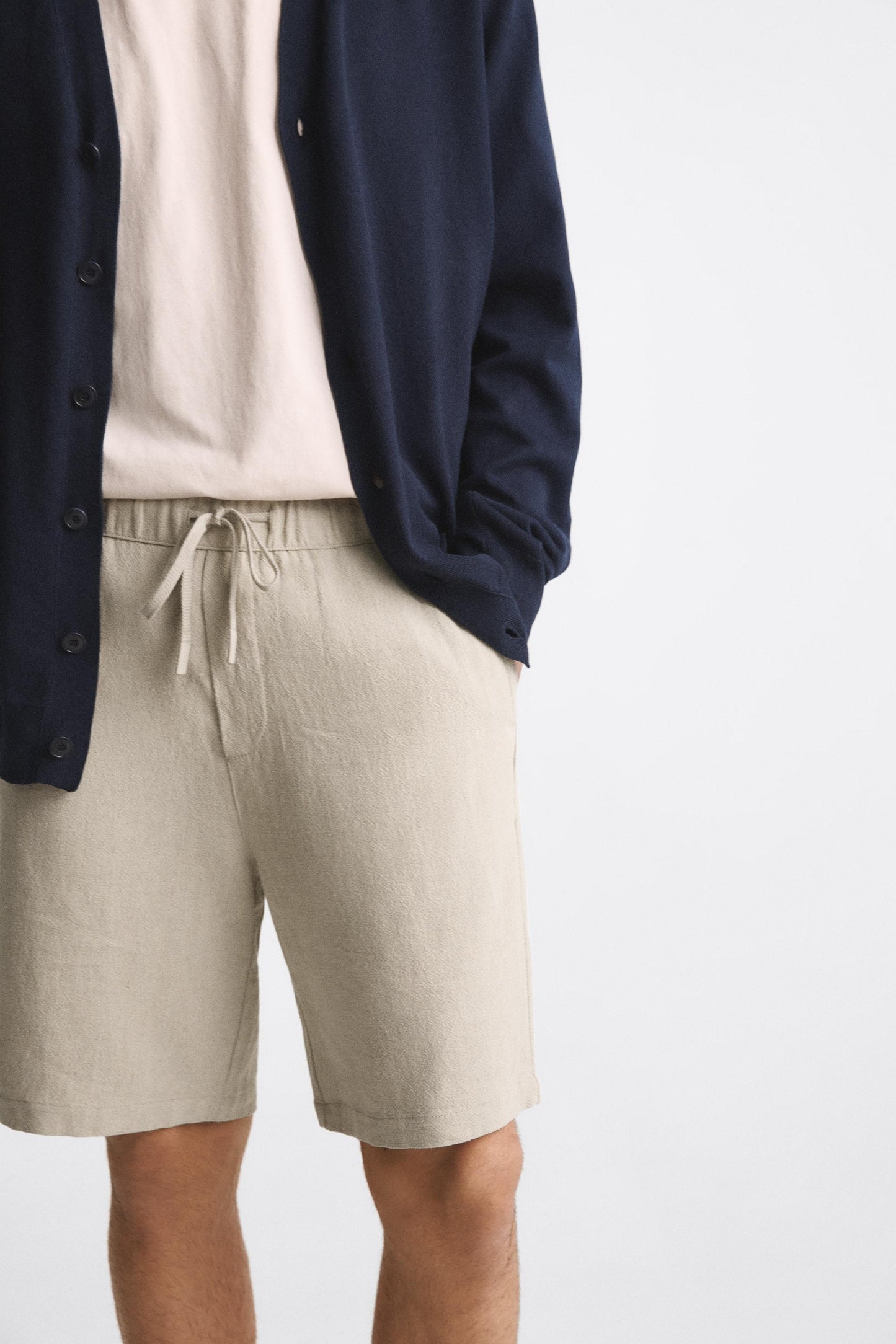 Zara Viscose- Lienen Bermuda Short Biege