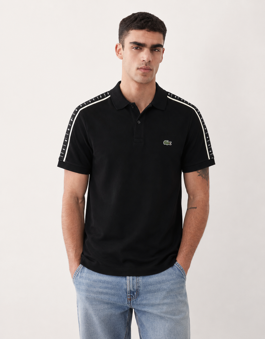 Lacoste contrast stripe pique polo shirt f