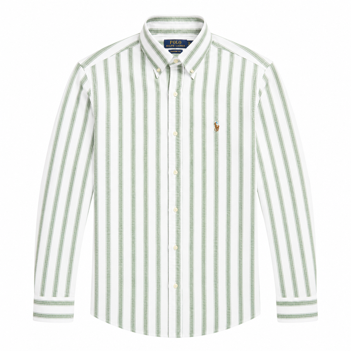 Polo Ralph Lauren striped linen button-down shirt custom fit green
