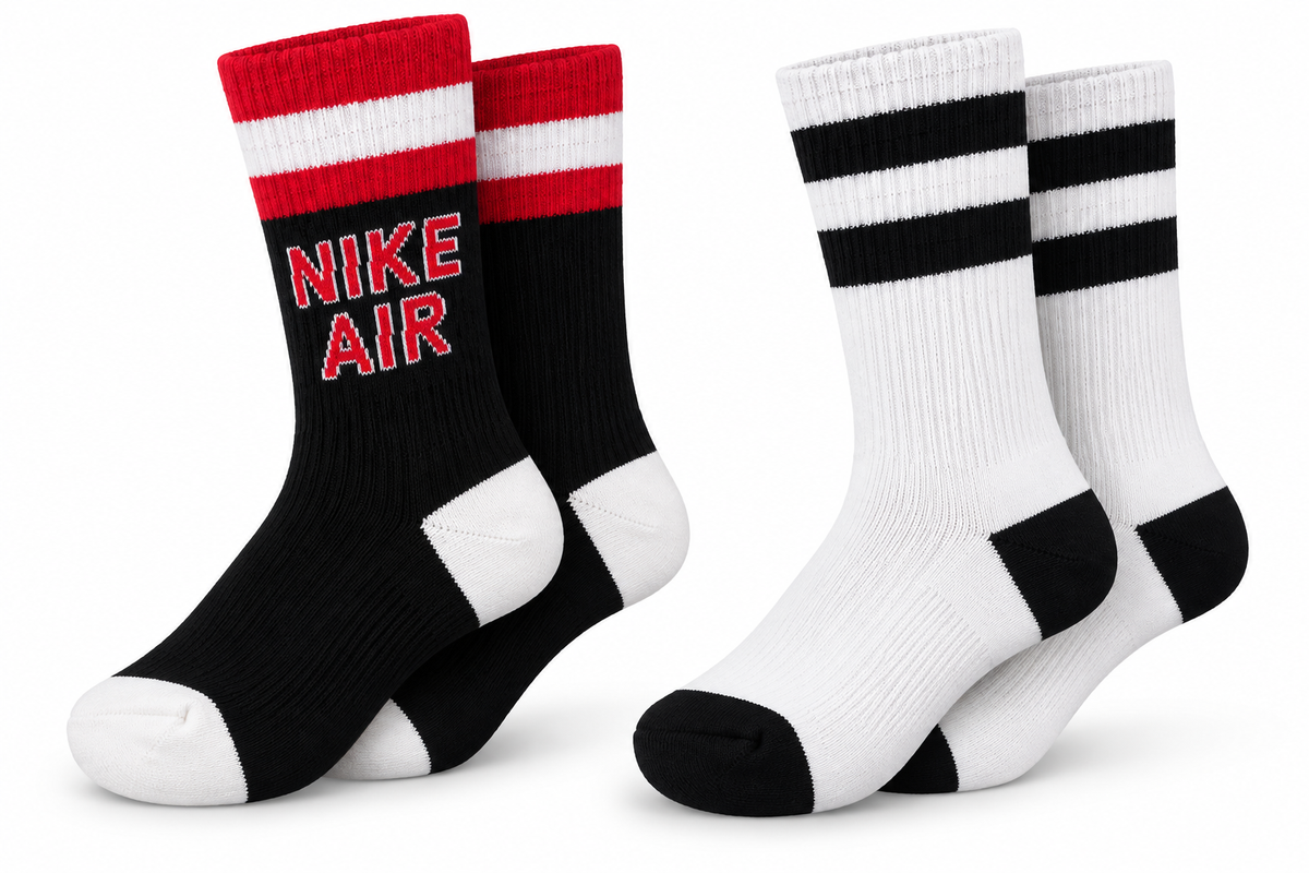 Nike Air Crew Socks – 2-Pair Pack | Black, White & Red