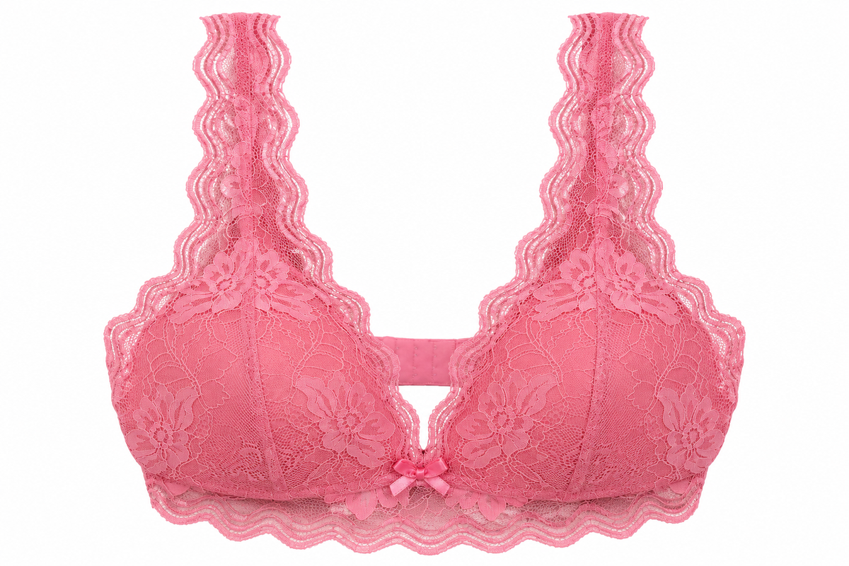 Max Women’s Pink Floral Lace Bra