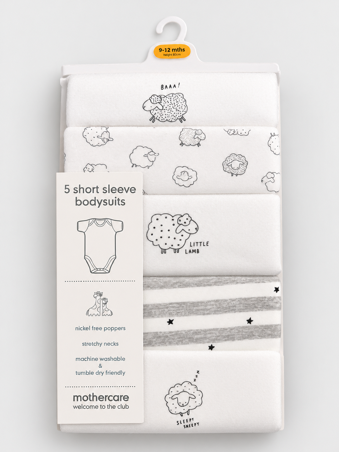 Mothercare 5-Pack Short Sleeve Baby Bodysuits