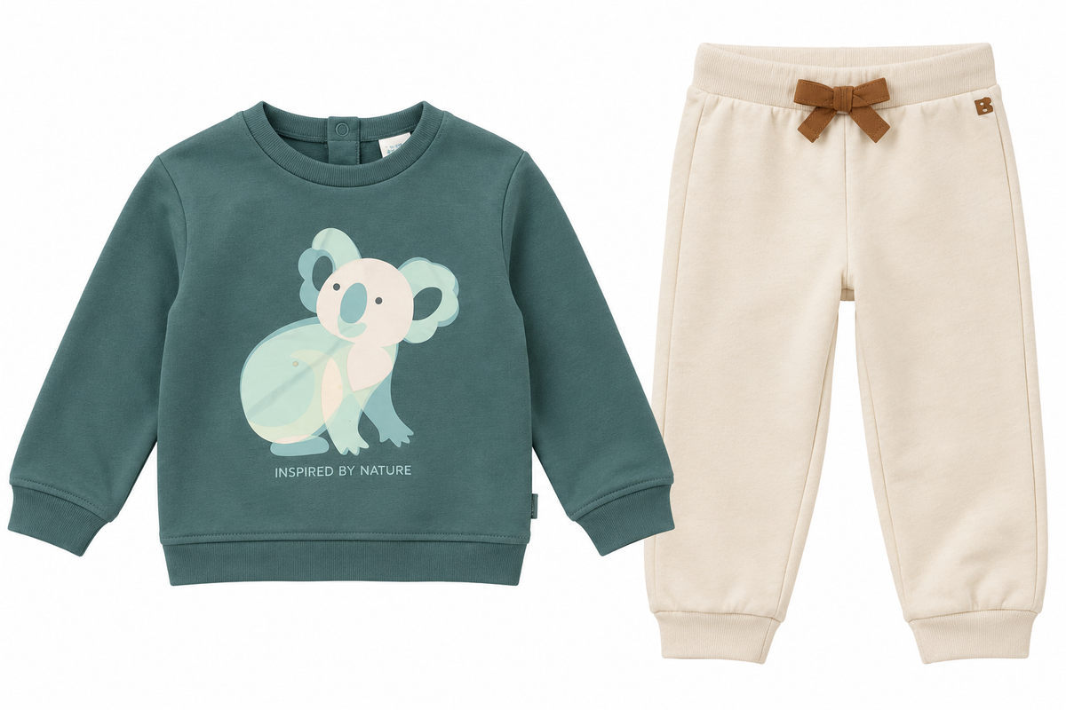 Kids Teal Koala Sweatshirt & Cream Jogger Set