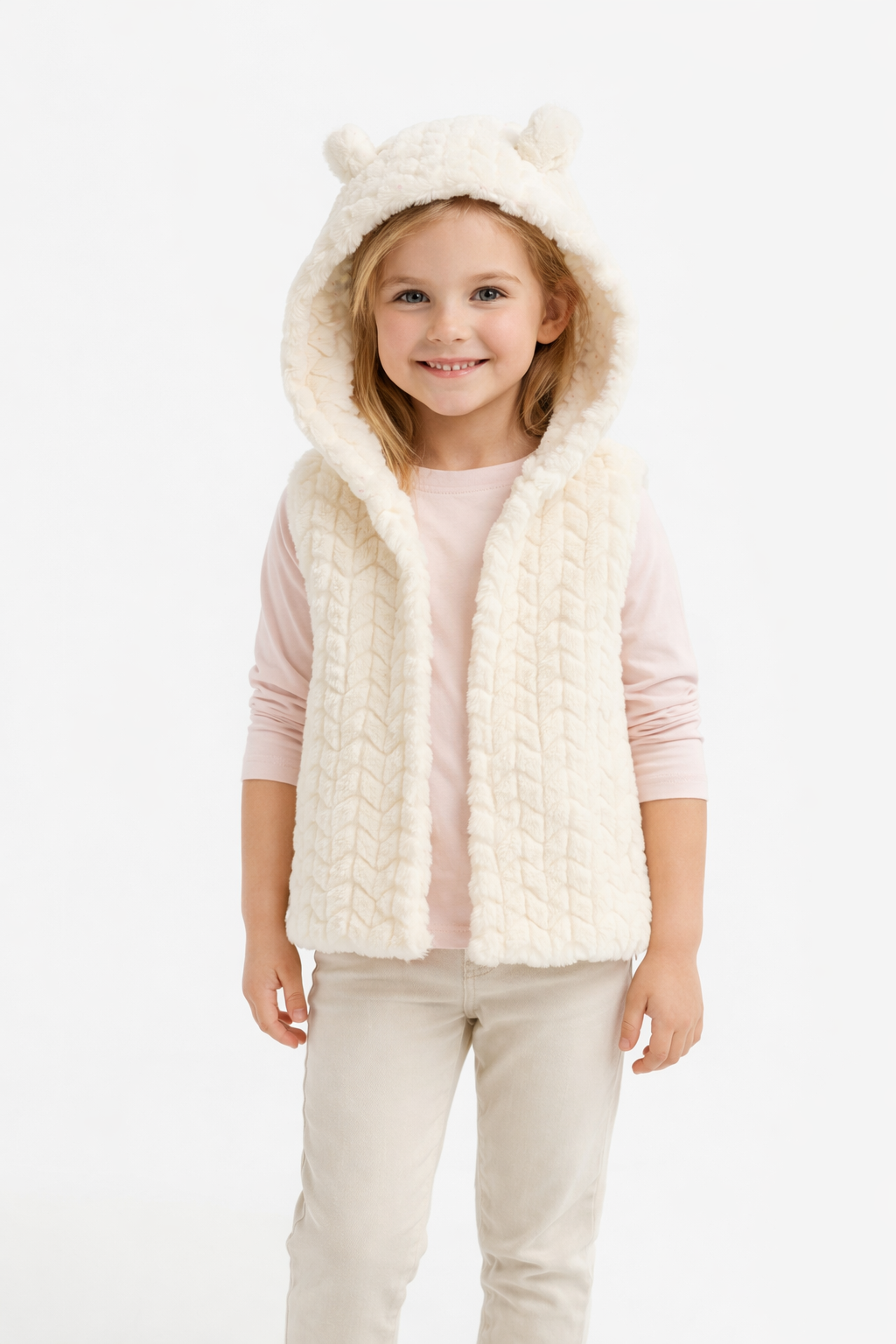 Mothercare Girls faux fur hooded vest Cream