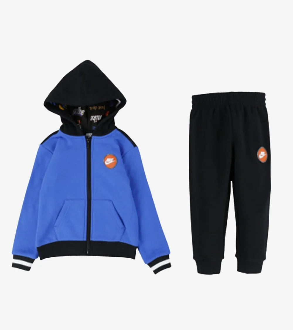 Nike Boys’ Blue & Black Hooded Tracksuit Set – Orange Logo