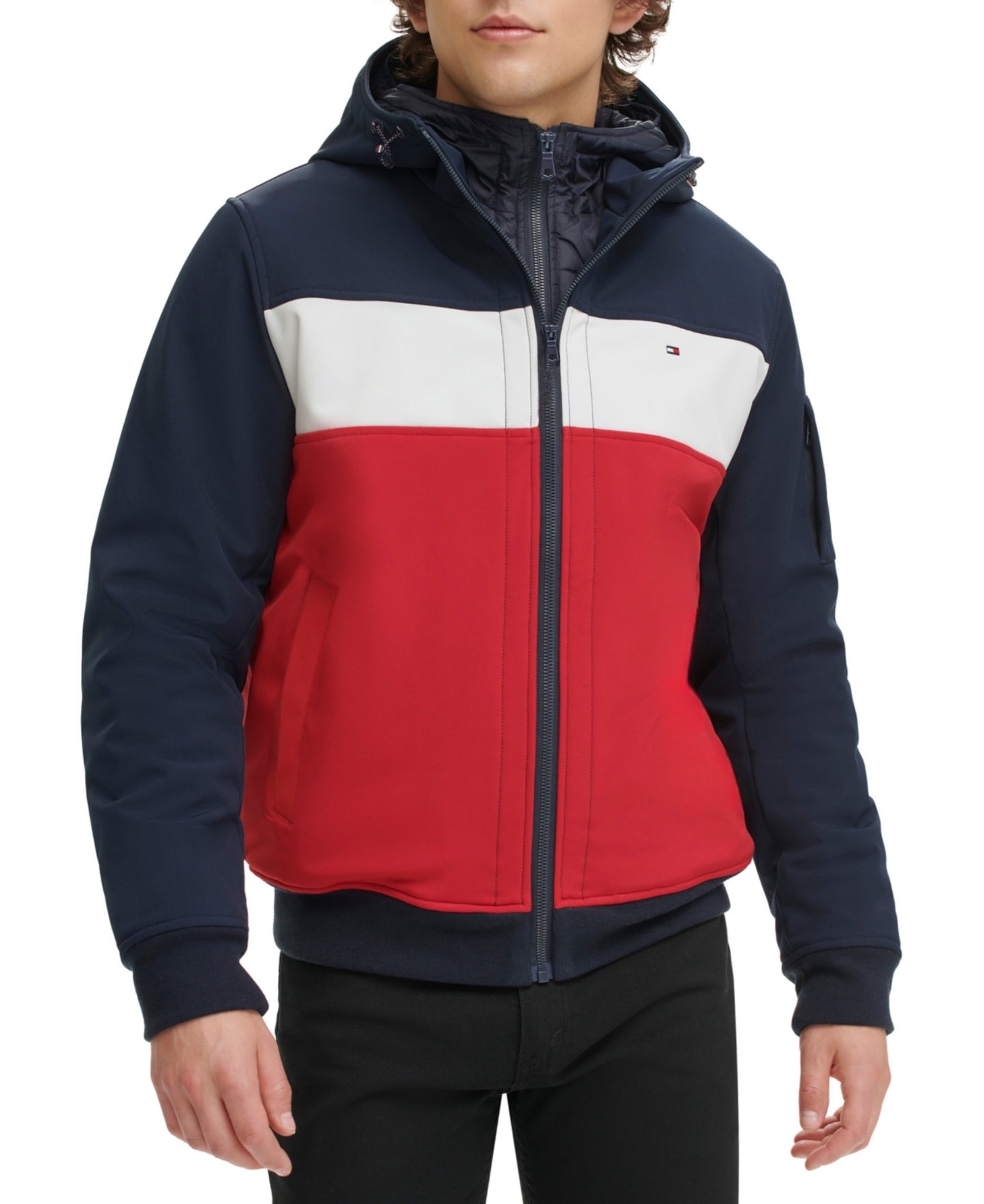 "TOMMY HILFIGER HOODED BOMBER JACKET Size