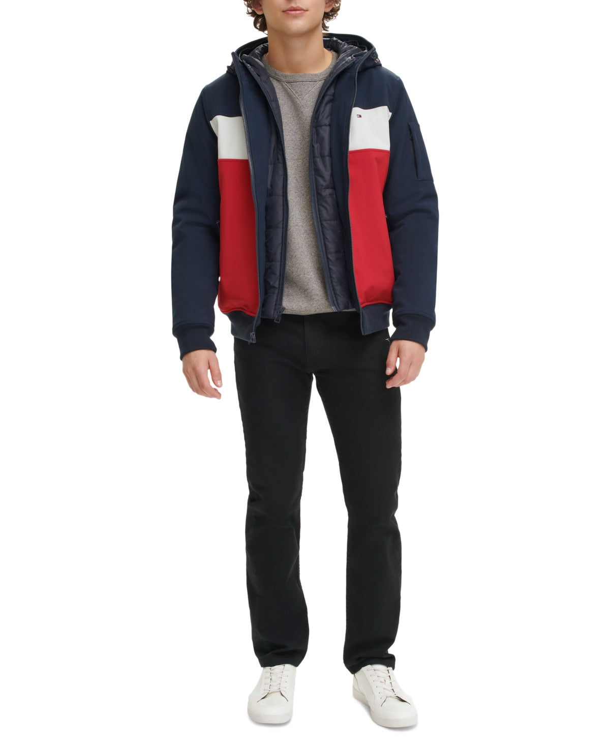 "TOMMY HILFIGER HOODED BOMBER JACKET Size