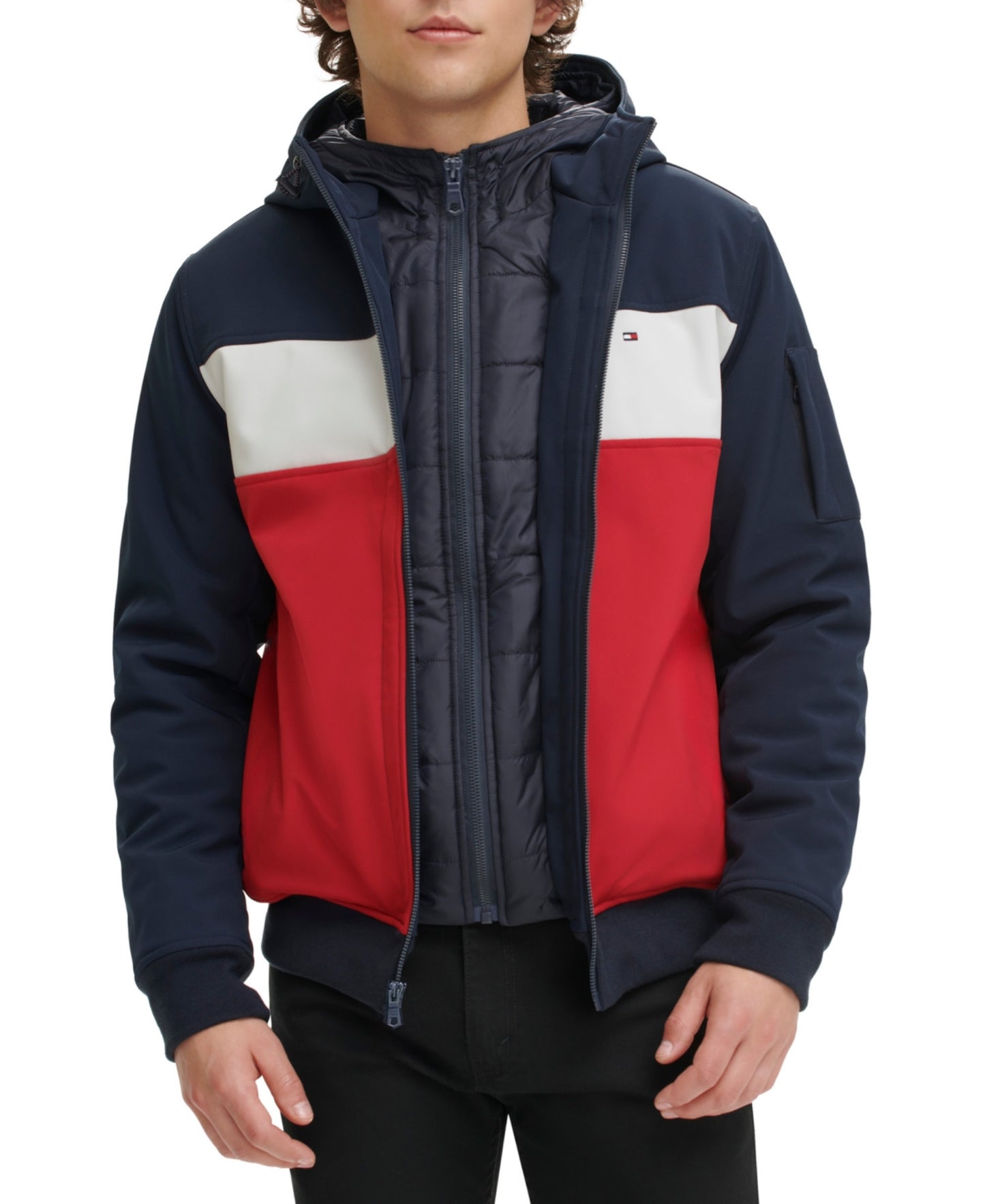 "TOMMY HILFIGER HOODED BOMBER JACKET Size