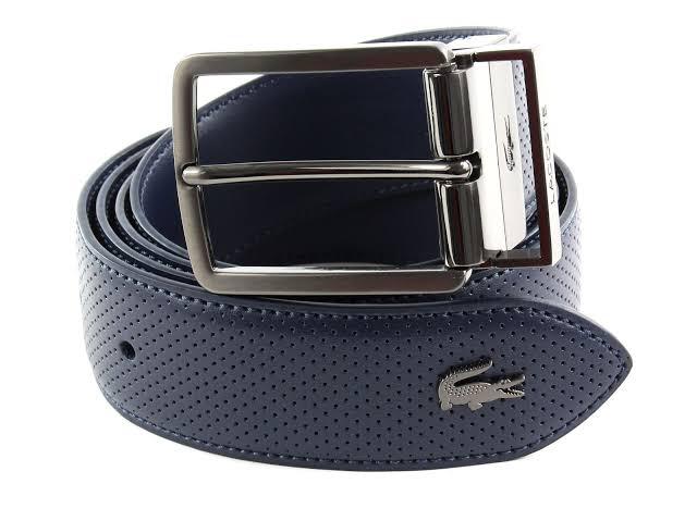 LACOSTE LEATHER BELT NAVY DOUBLE FACE 110 CM