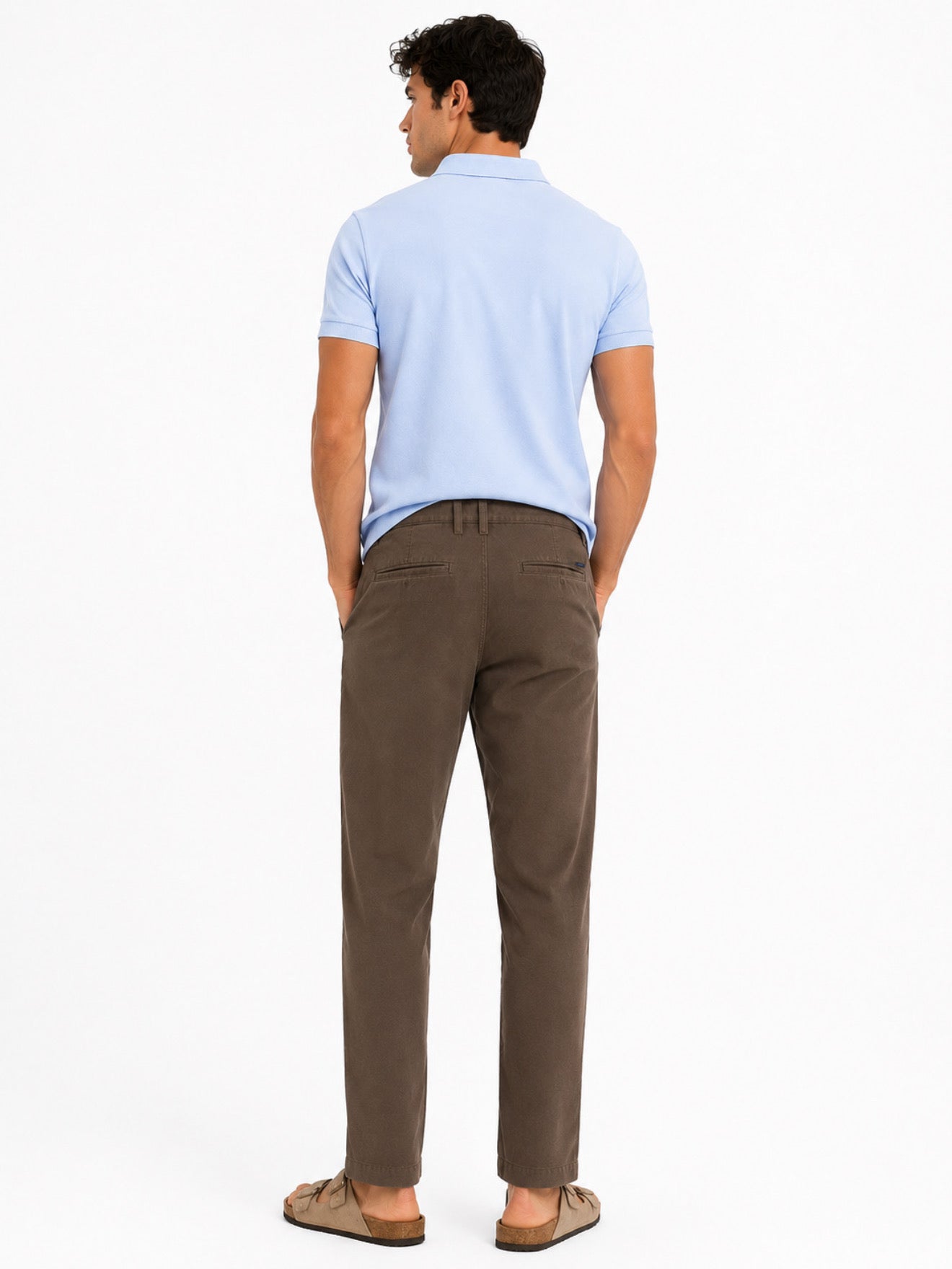 Ralph Lauren straight fit linen cotton trouser brown