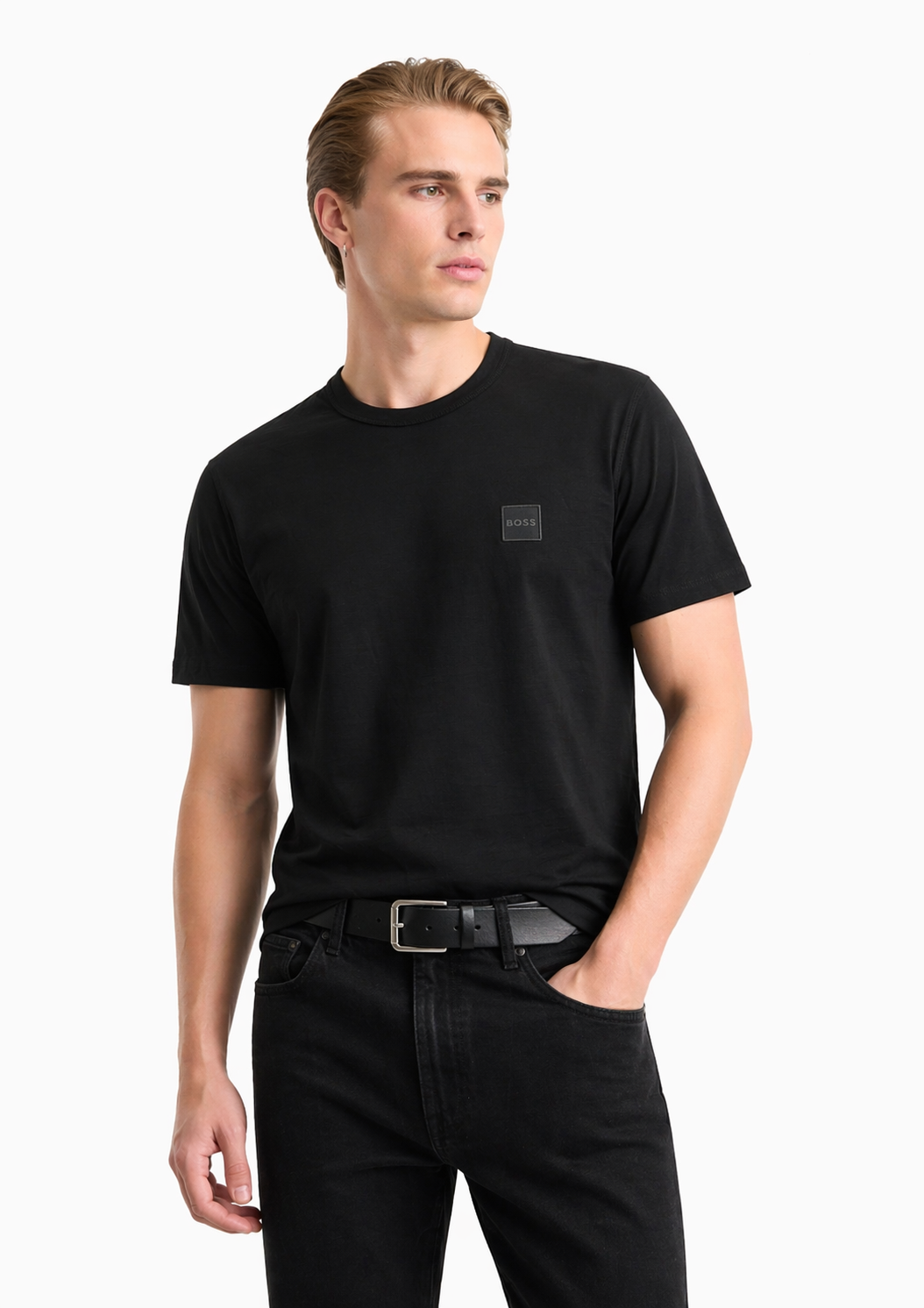 BOSS SML SQR LOGO BLK TSHIRT