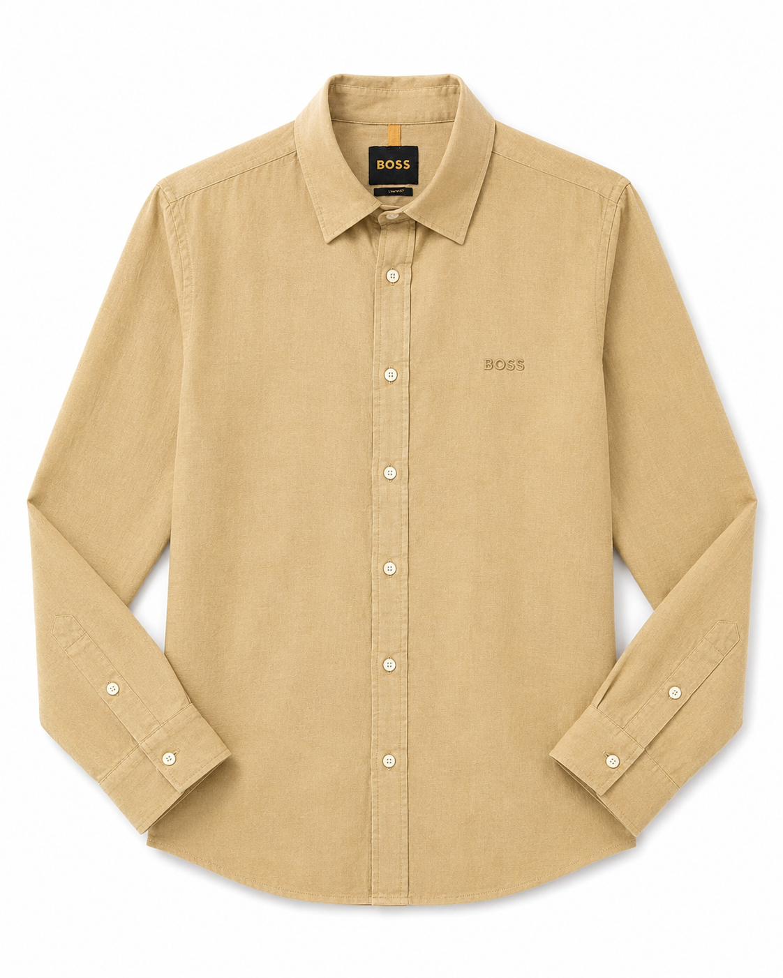 BOSS beige Relegant Slim Fit 100% Linen Shirt