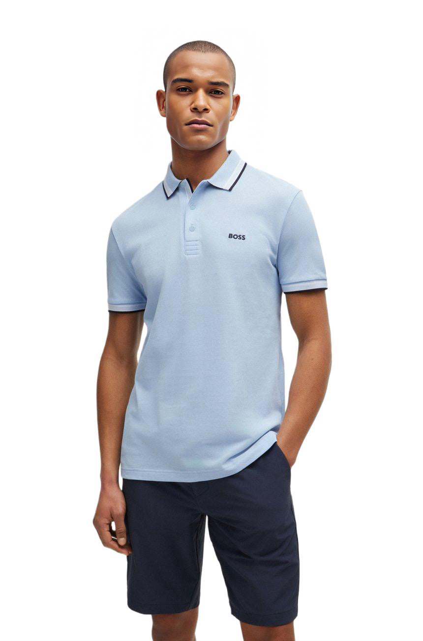 BOSS PADDY POLO SHIRT IN COTTON PIQUÉ WITH LOGO UNDERCOLLAR