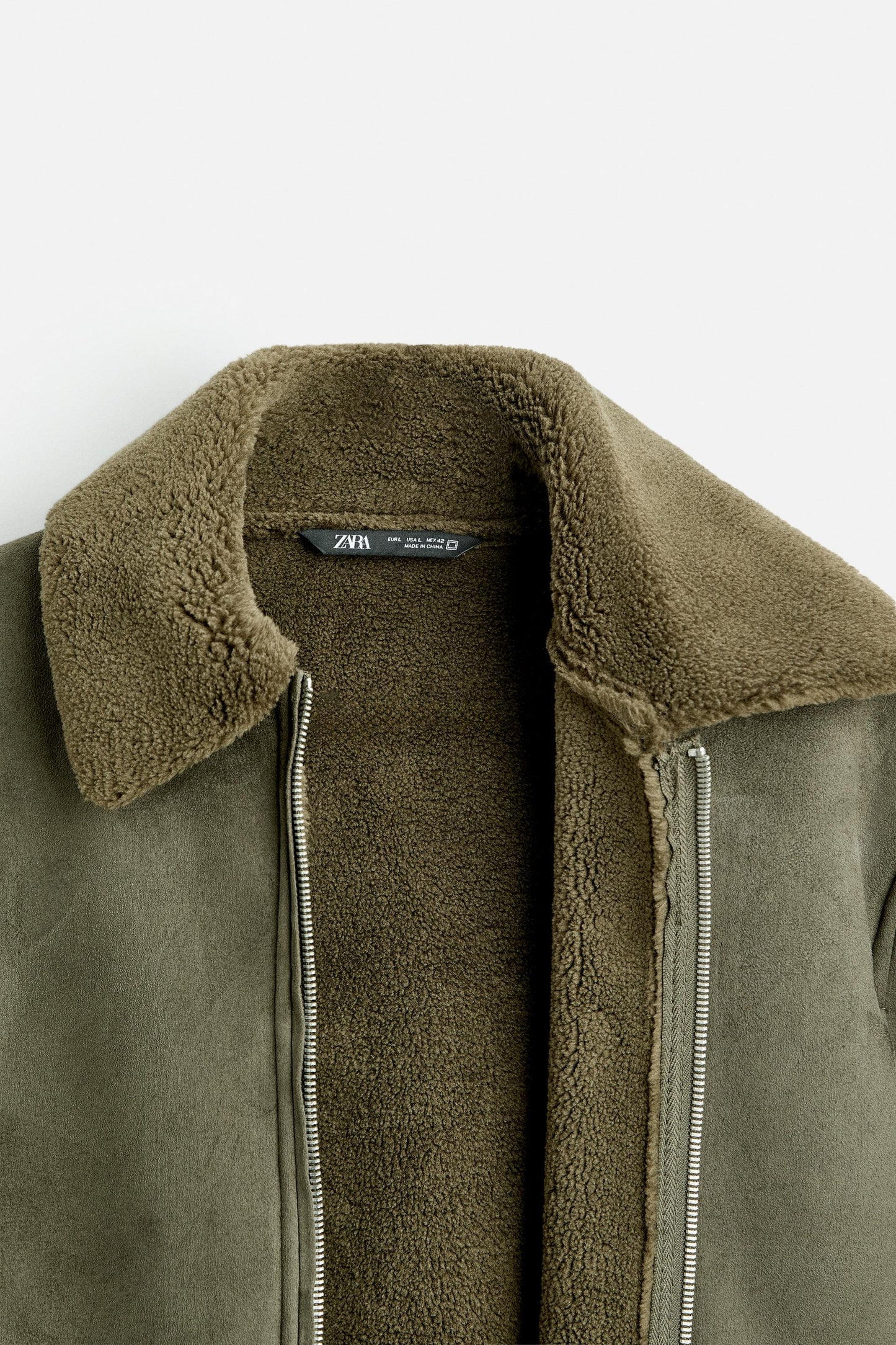 Jacket Zara Suede  Fur Inside olive