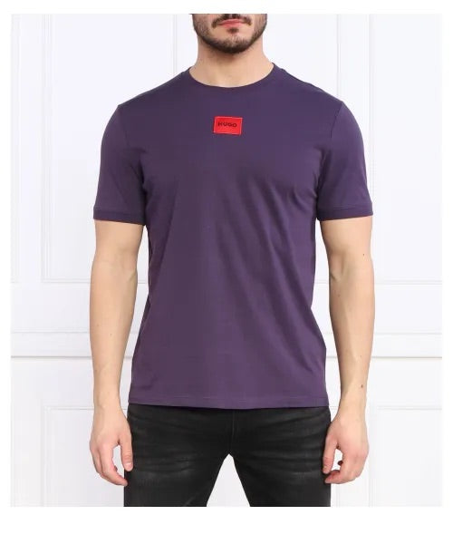HUGO SML SQR LOGO TSHIRT DRK PURPLE
