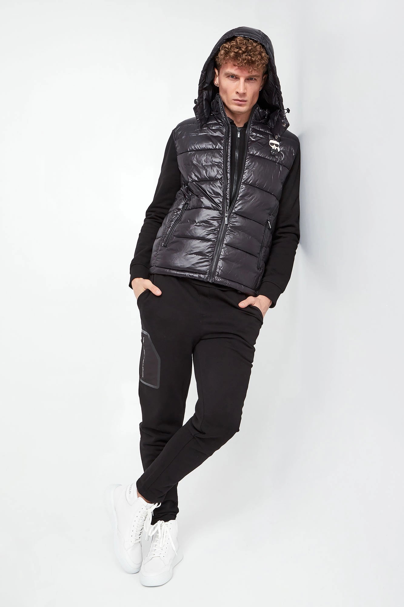 Karl Lagerfeld padded vest Detachable hood