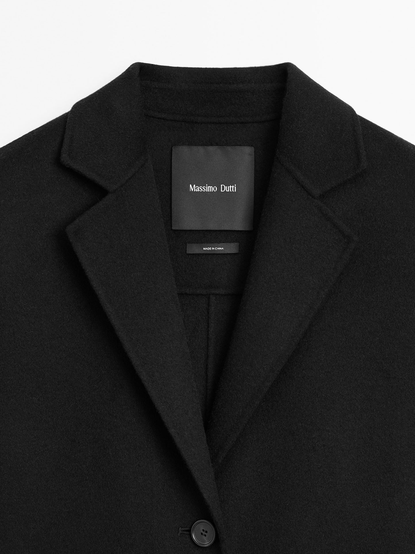 Massimo Dutti LONG WOOL BLEND COAT WOMEN BLACK oversized