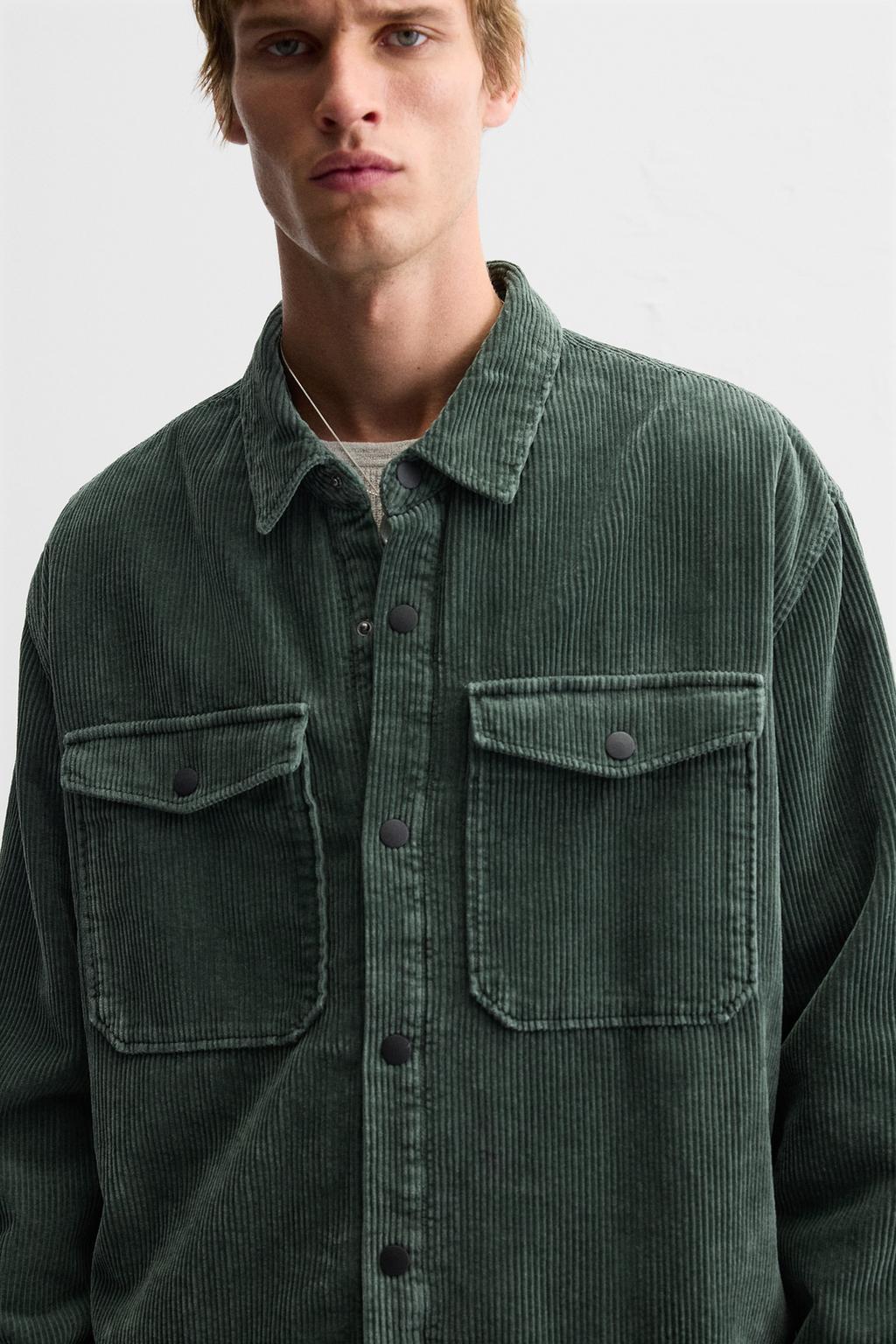 Over Shirt Zara Suede Shirt olive
