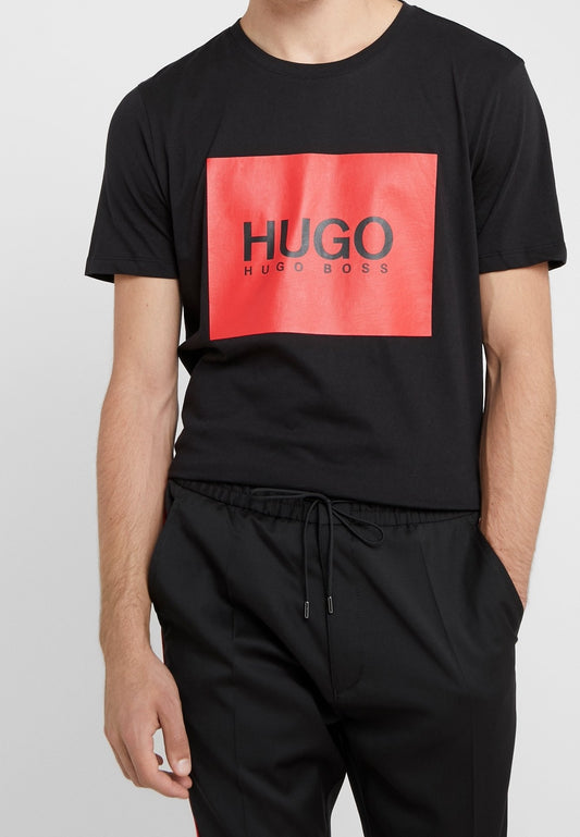 HUGO SQR RED LOGO TSHIRT BLACK