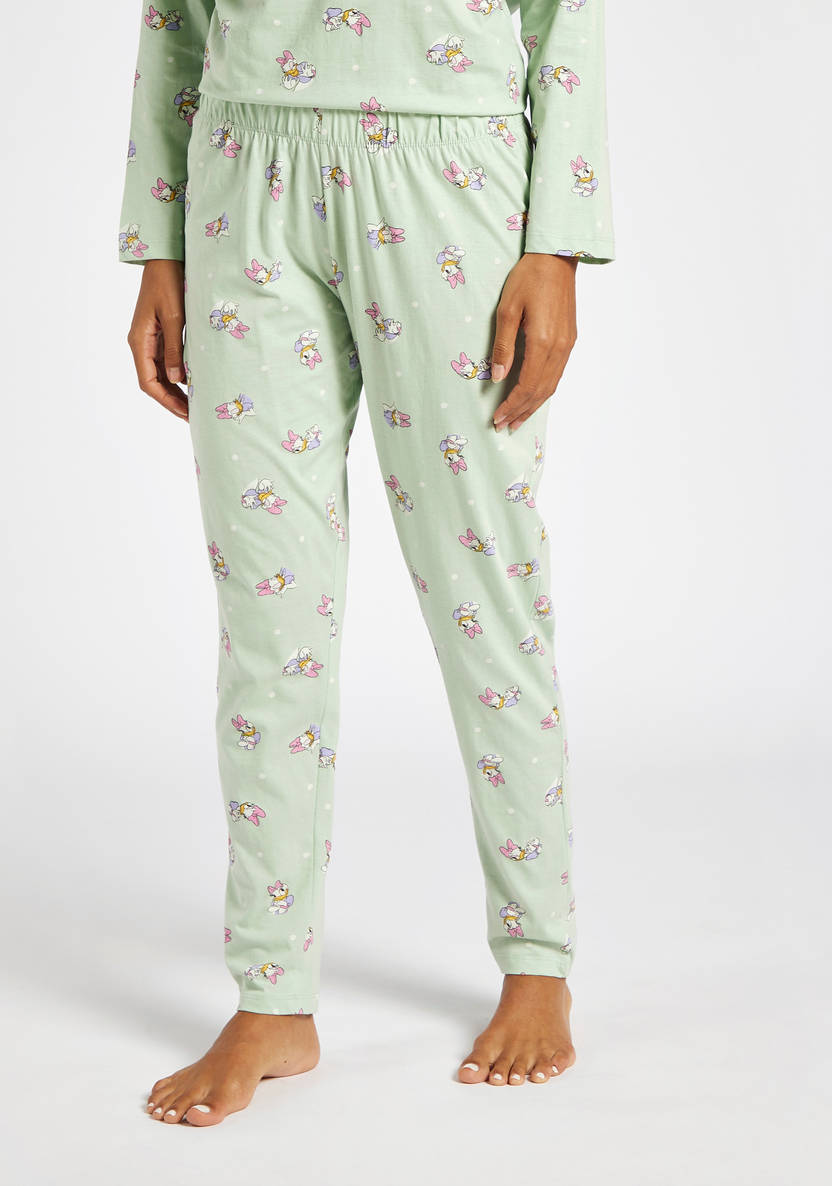 All-Over Daisy Duck Print T-shirt with Long Sleeves and Pyjamas
