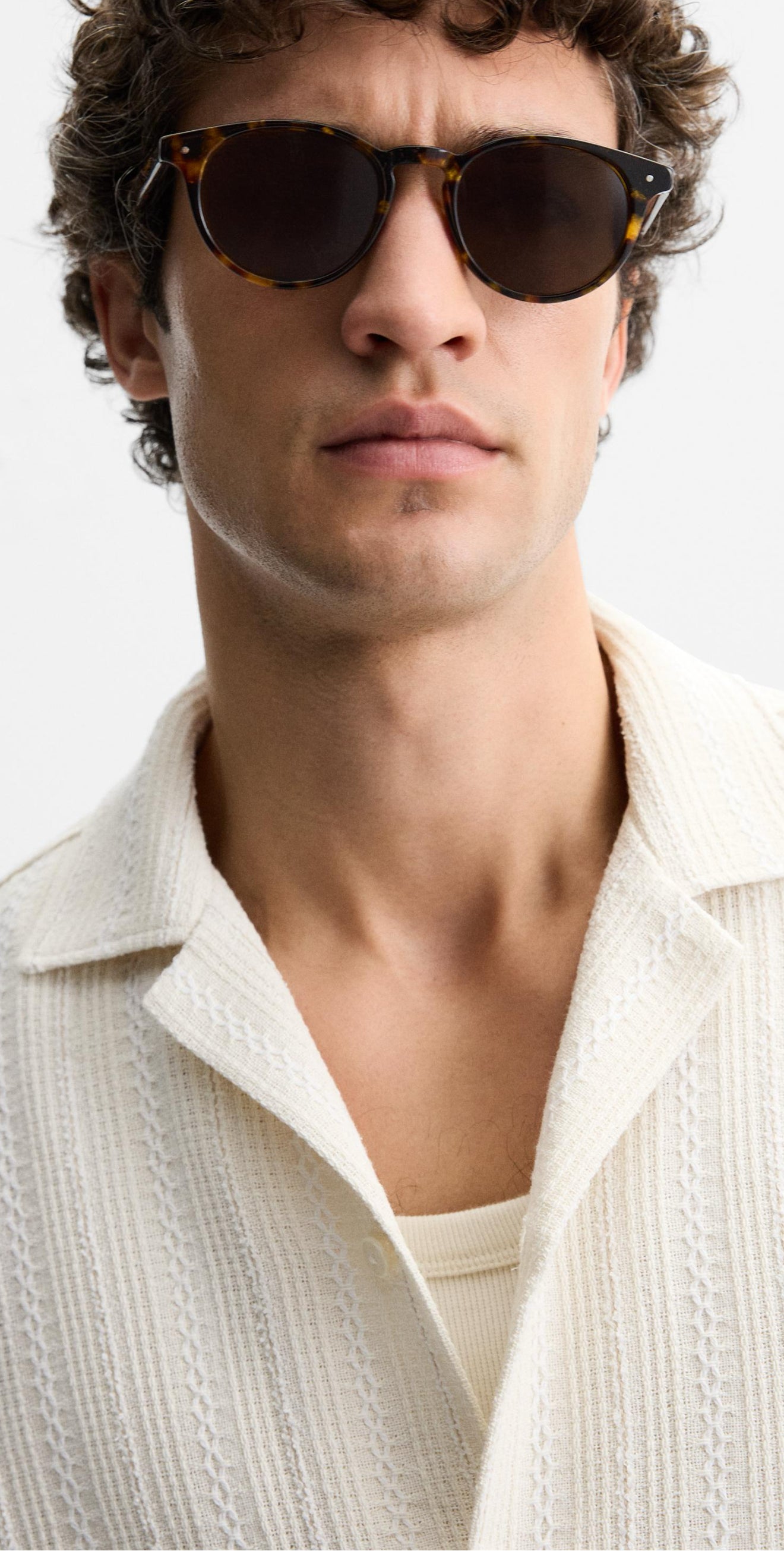 Zara STRIPED TEXTURED BERMUDA shirt