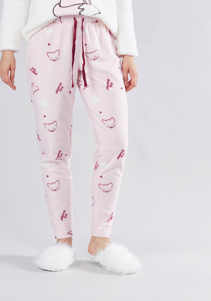 Cozy Collection Textured T-shirt with Full Length Jog Pants
