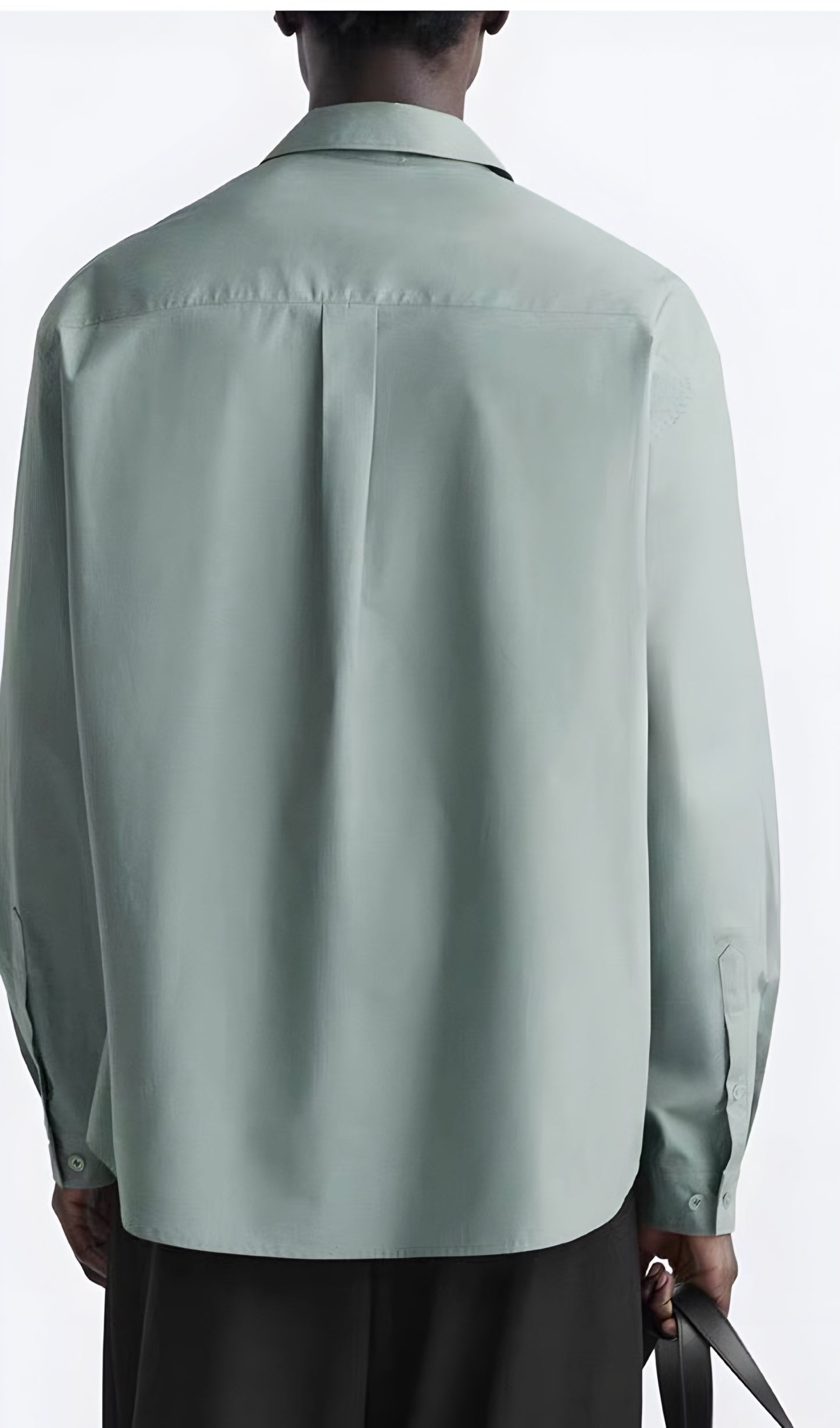 Zara relaxed Pocket poplin shirt green FIT BIGGER