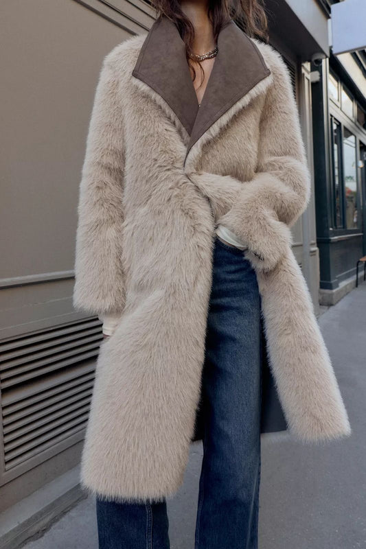 Zara REVERSIBLE DOUBLE-FACED FAUX FUR COAT