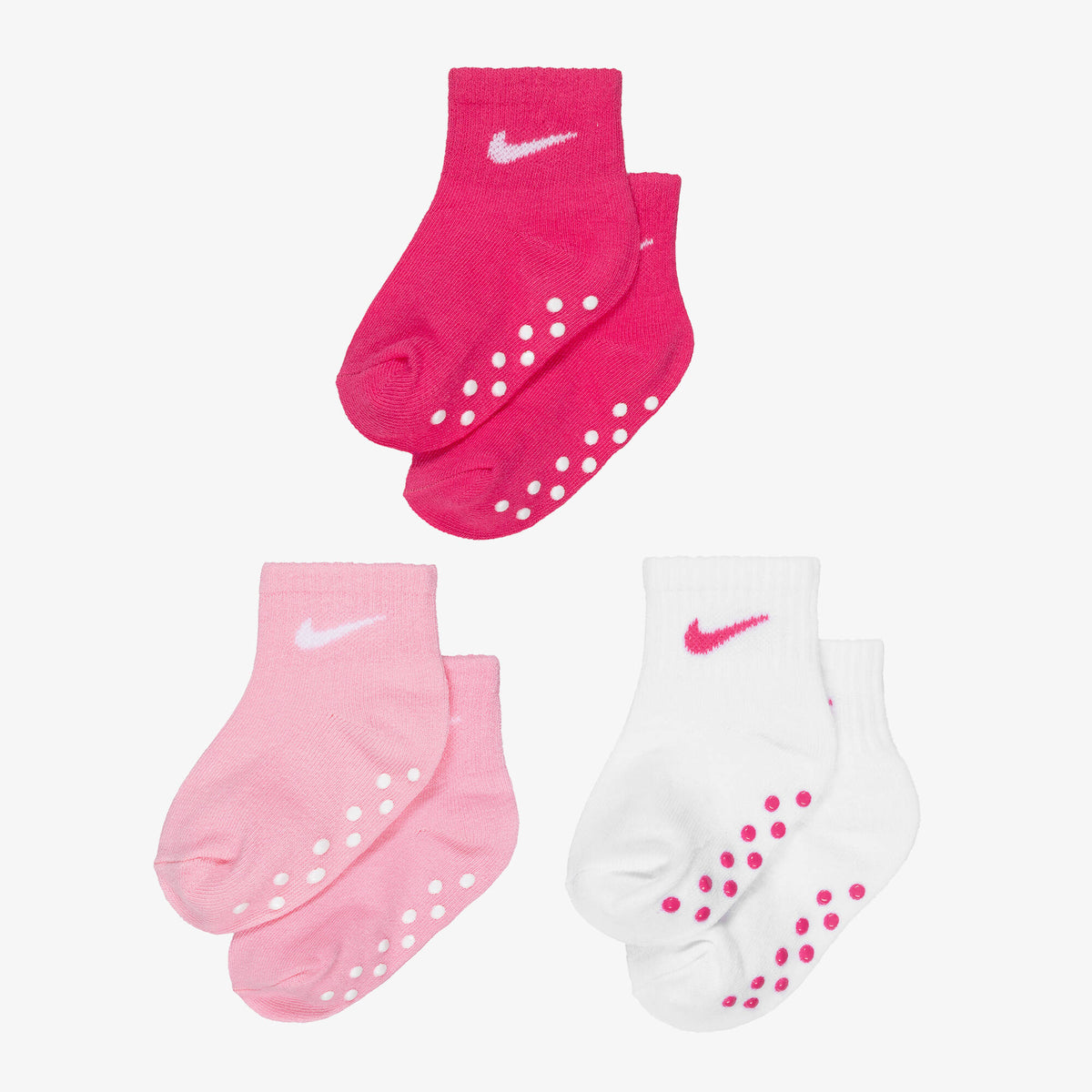 Nike Pink & White Swoosh Logo Baby Socks (3 Pack)