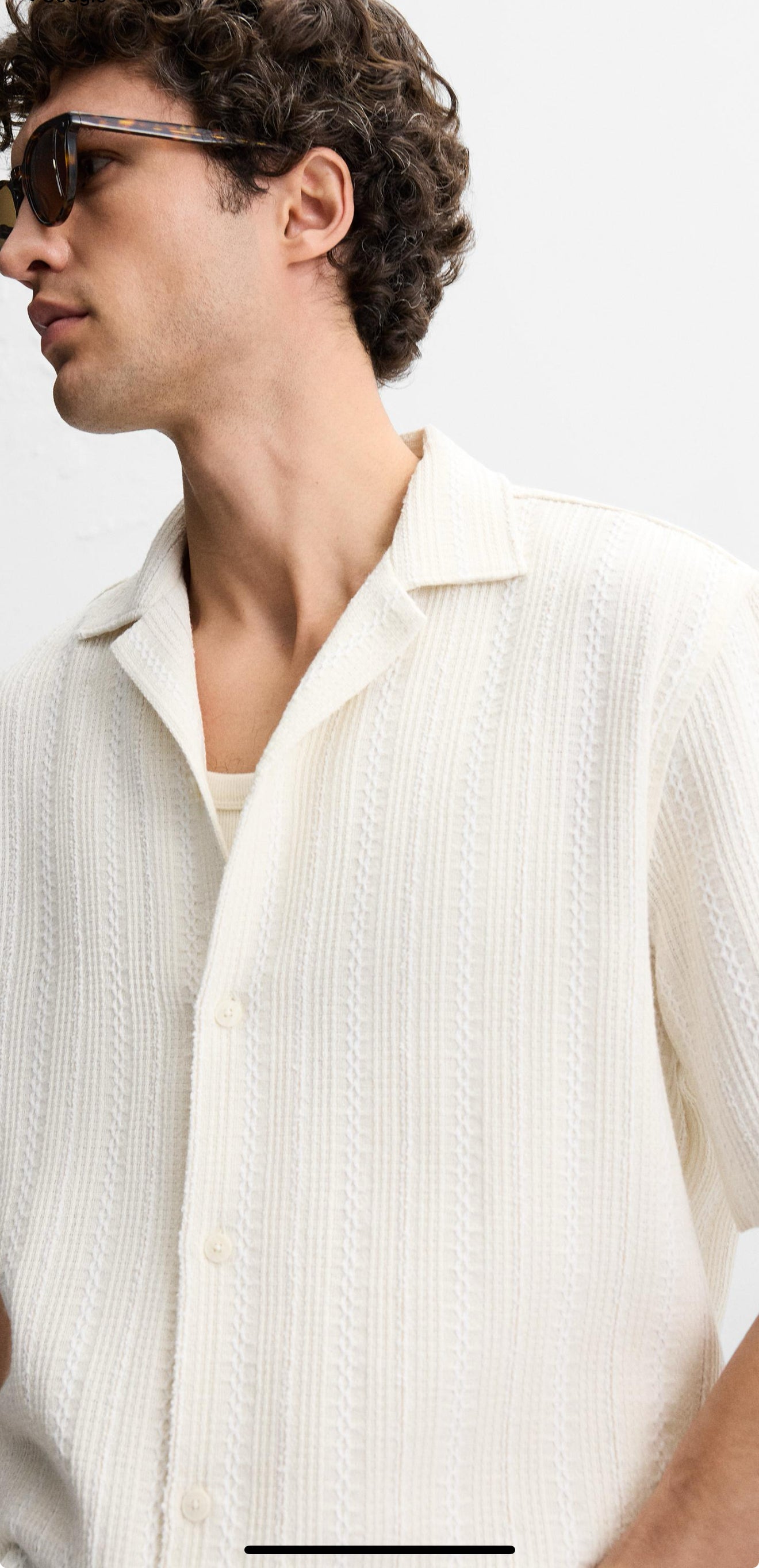 Zara STRIPED TEXTURED BERMUDA shirt