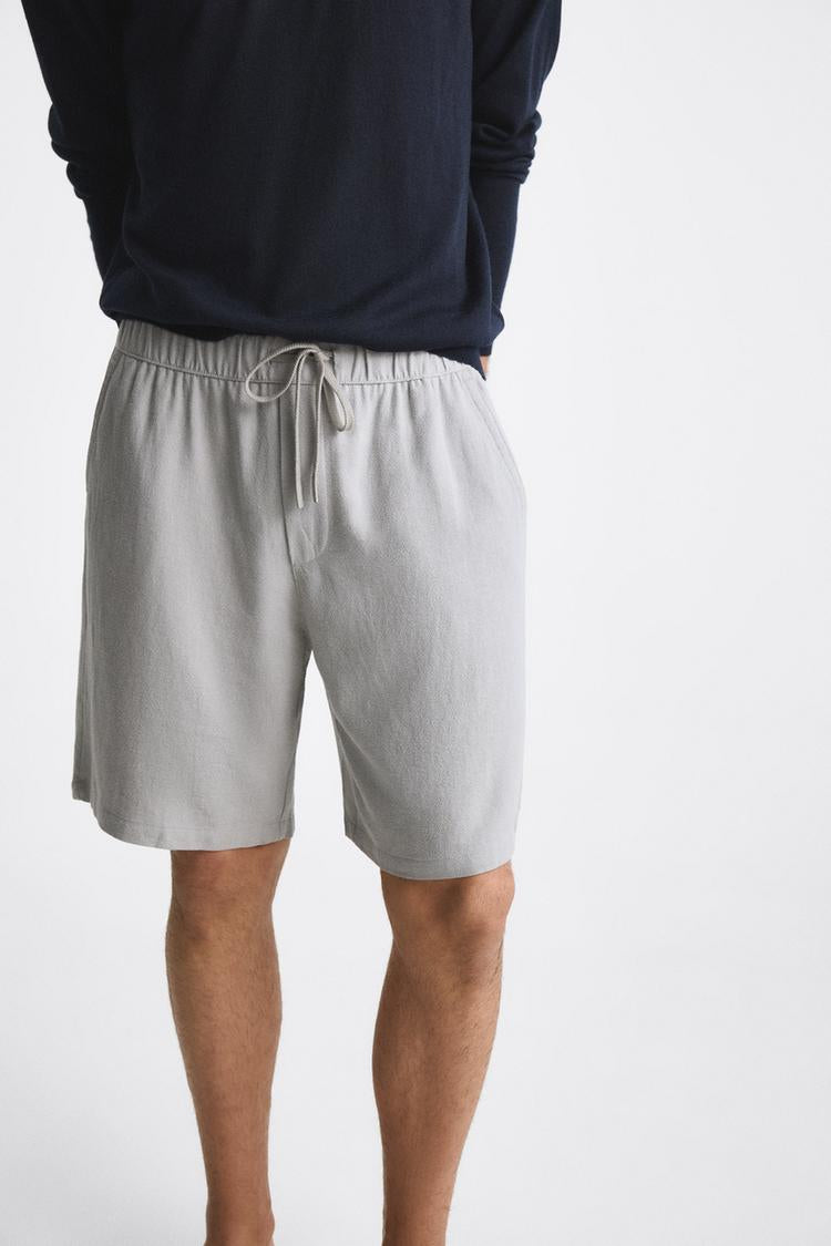 Zara Viscose- Linen Bermuda Short Gray