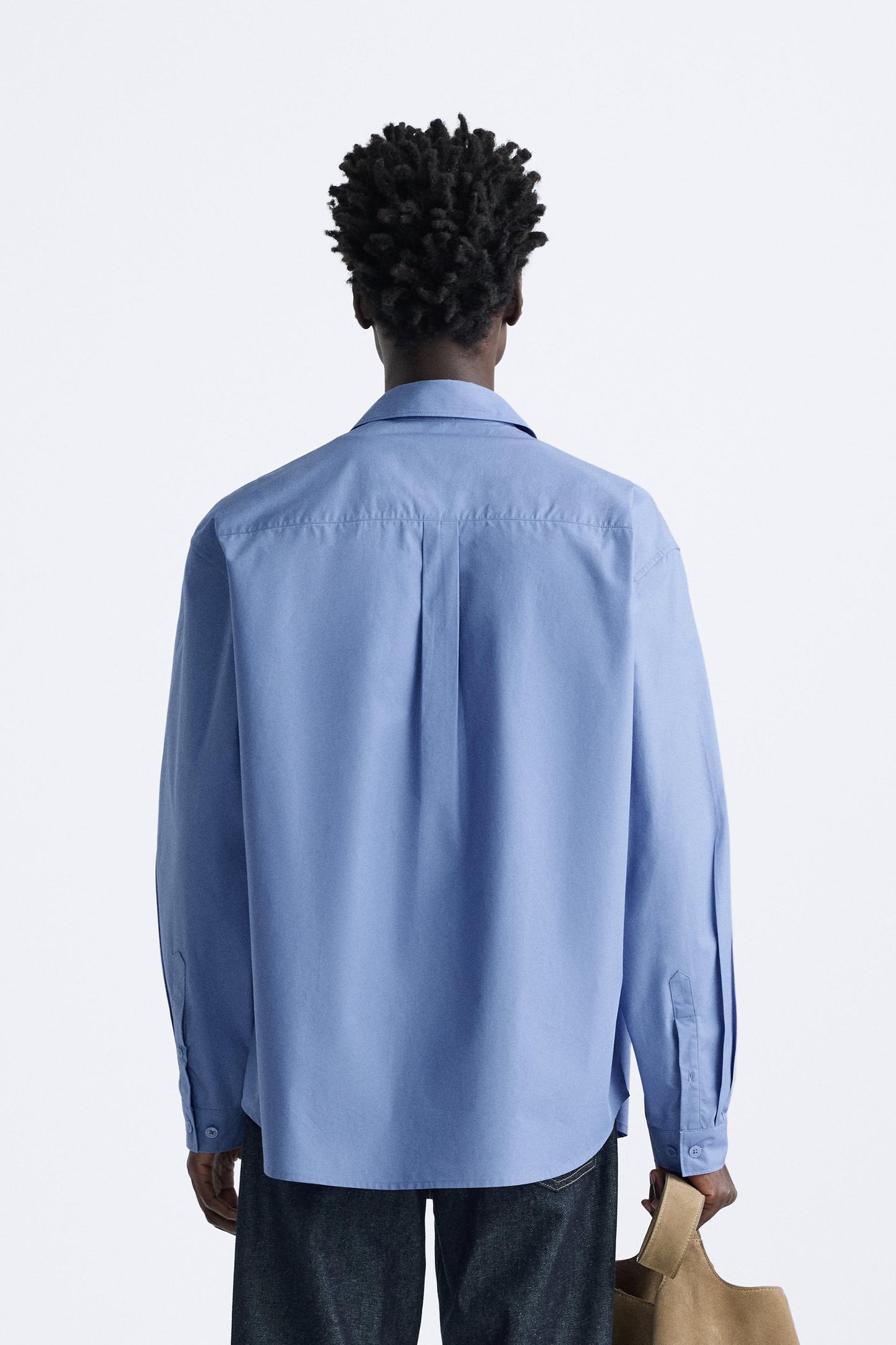 Zara relaxed Pocket poplin shirt blue FIT BIGGER