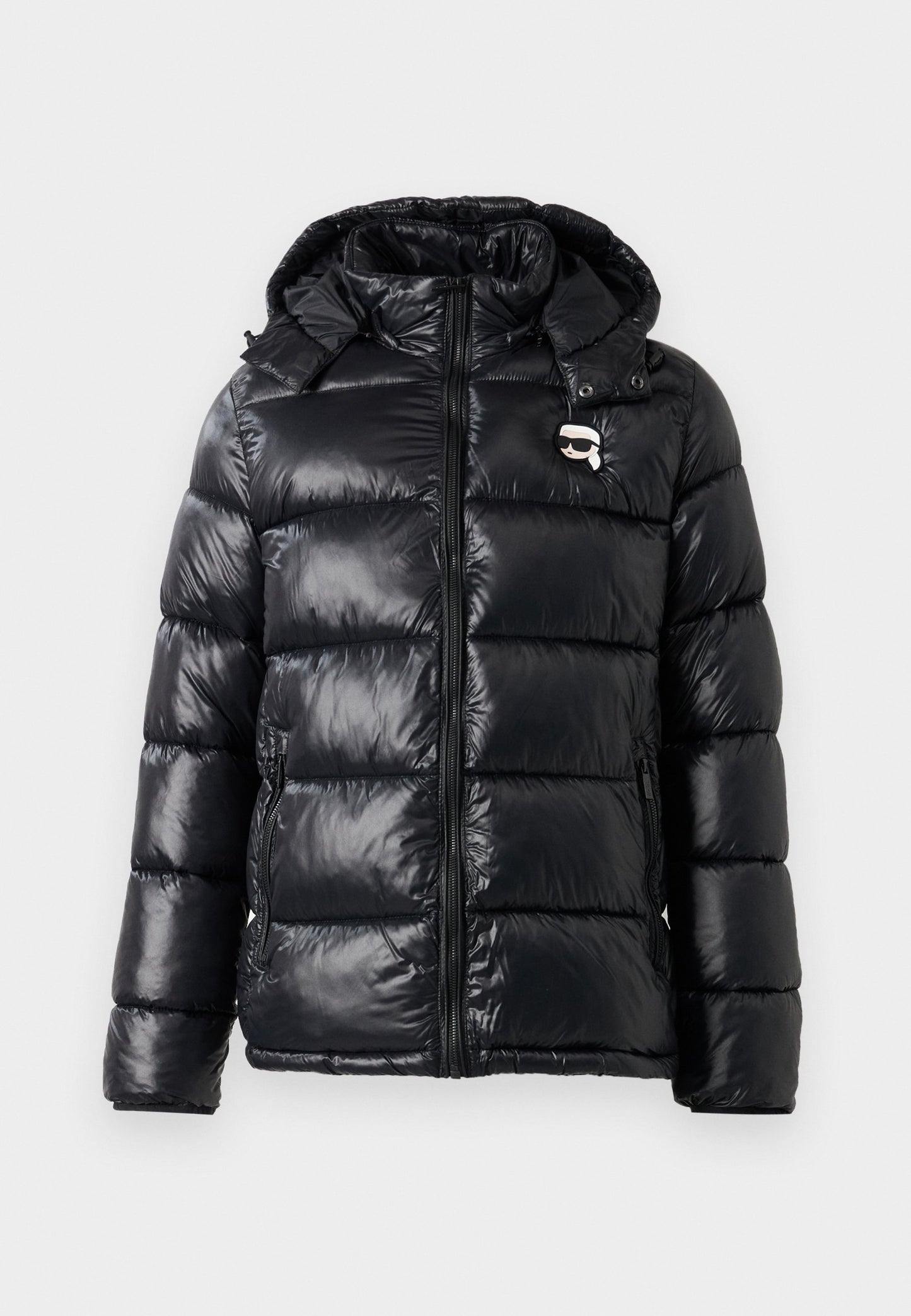 KARL LAGERFELD  IKON HOODED PUFFER JACKET Black Removable hoodie