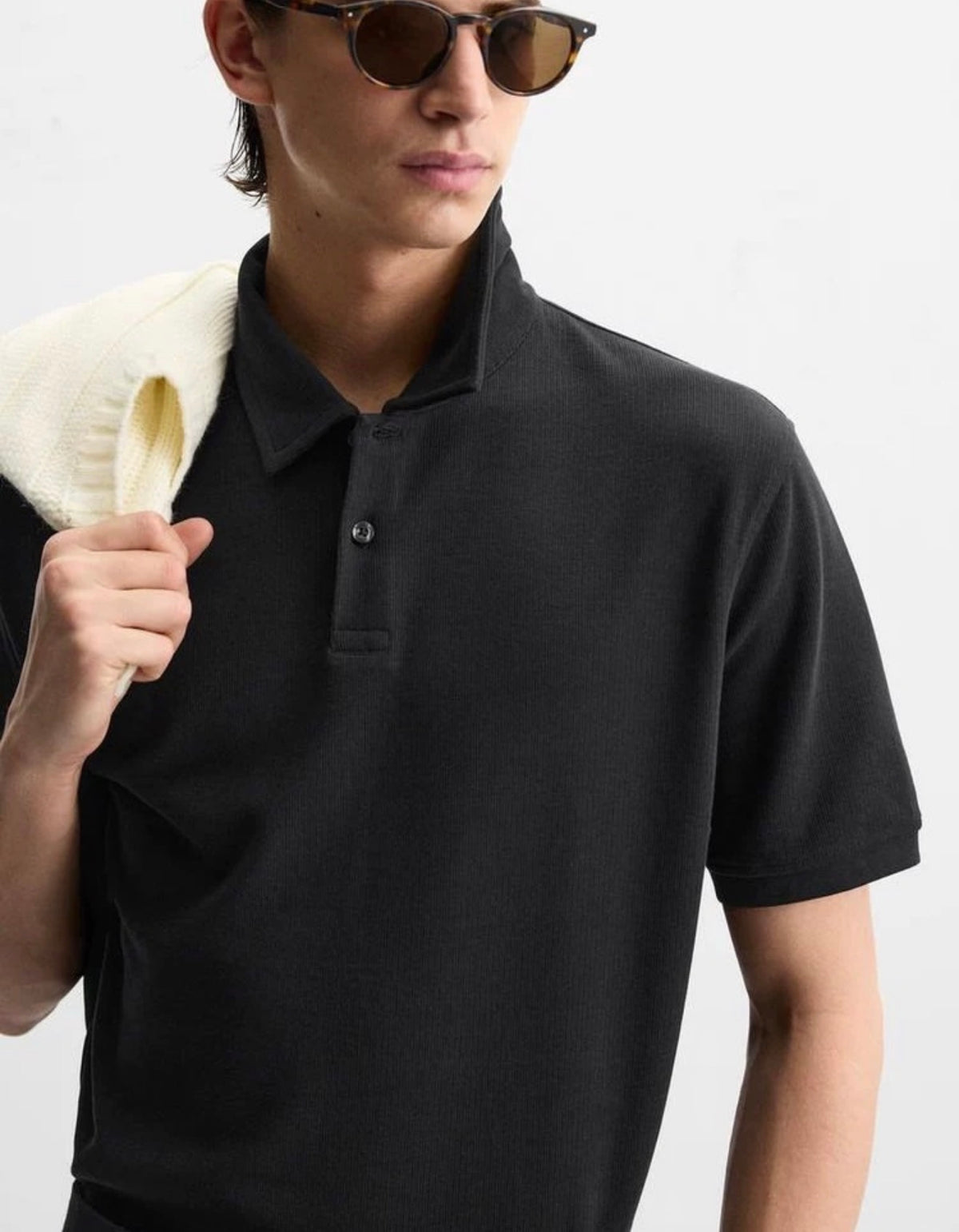 Zara knitted polo T shirt black