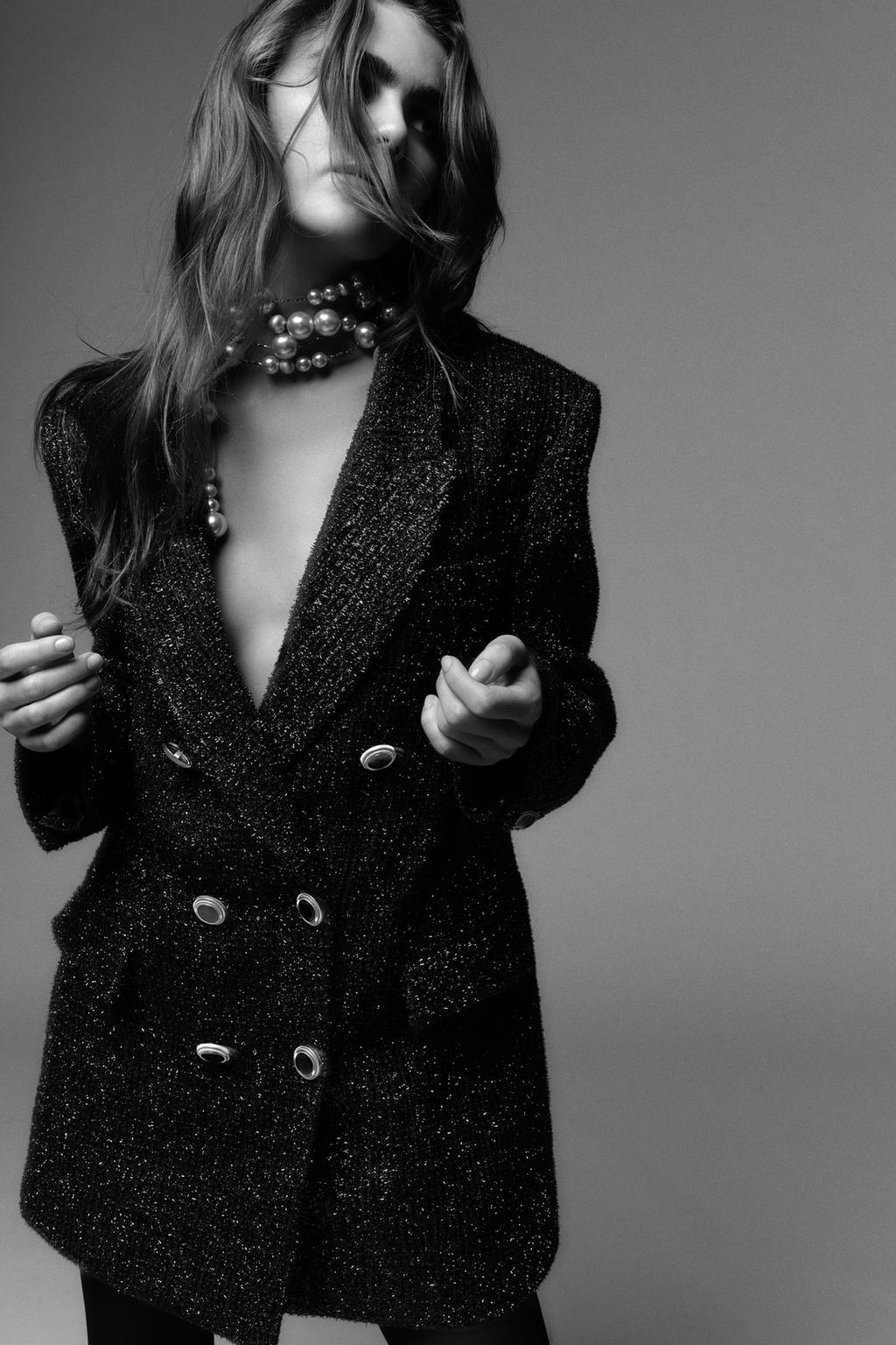 DOUBLE-BREASTED METALLIC THREAD BLAZER